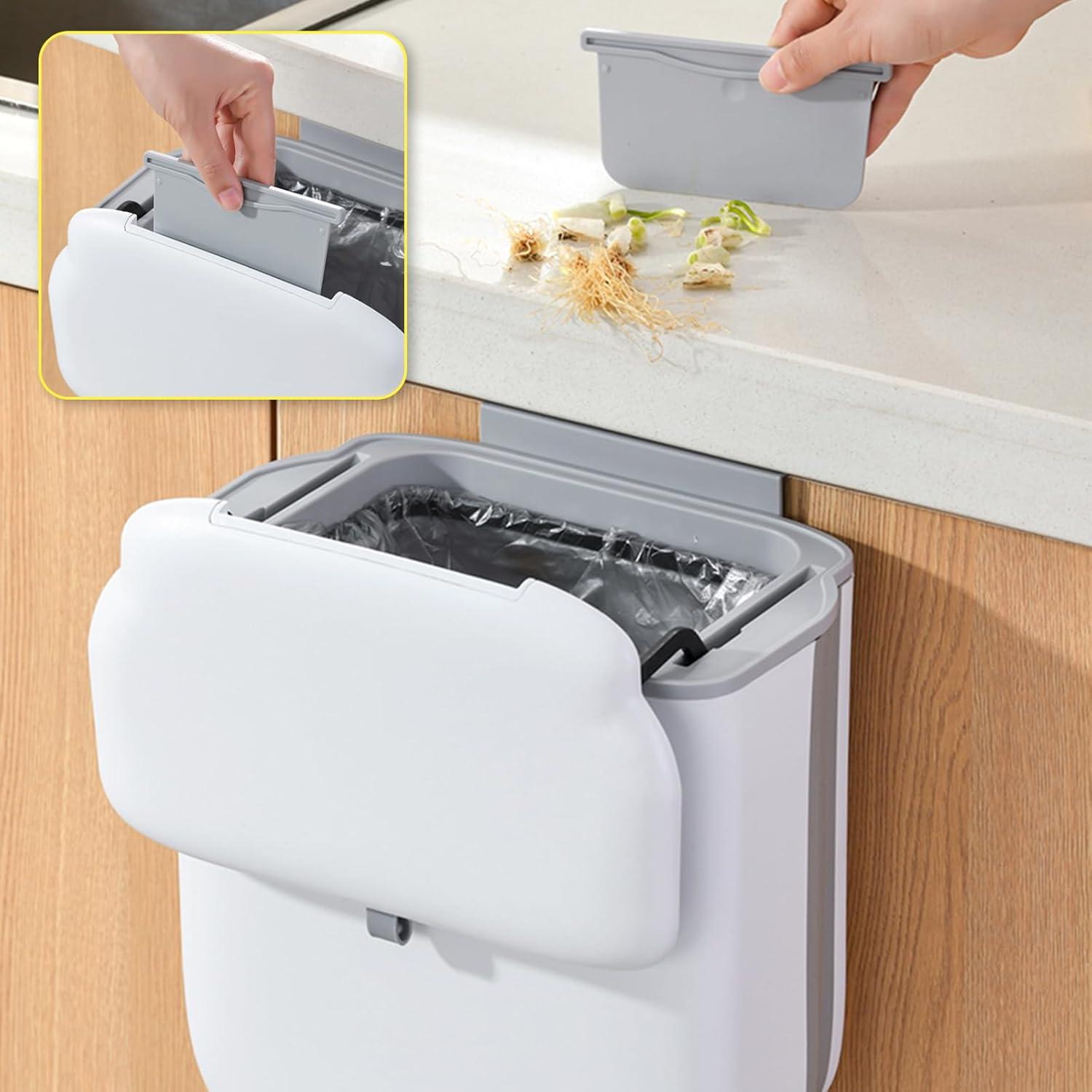 Cubo de Basura Plegable Soddeph 12.1L con Tapa Beige