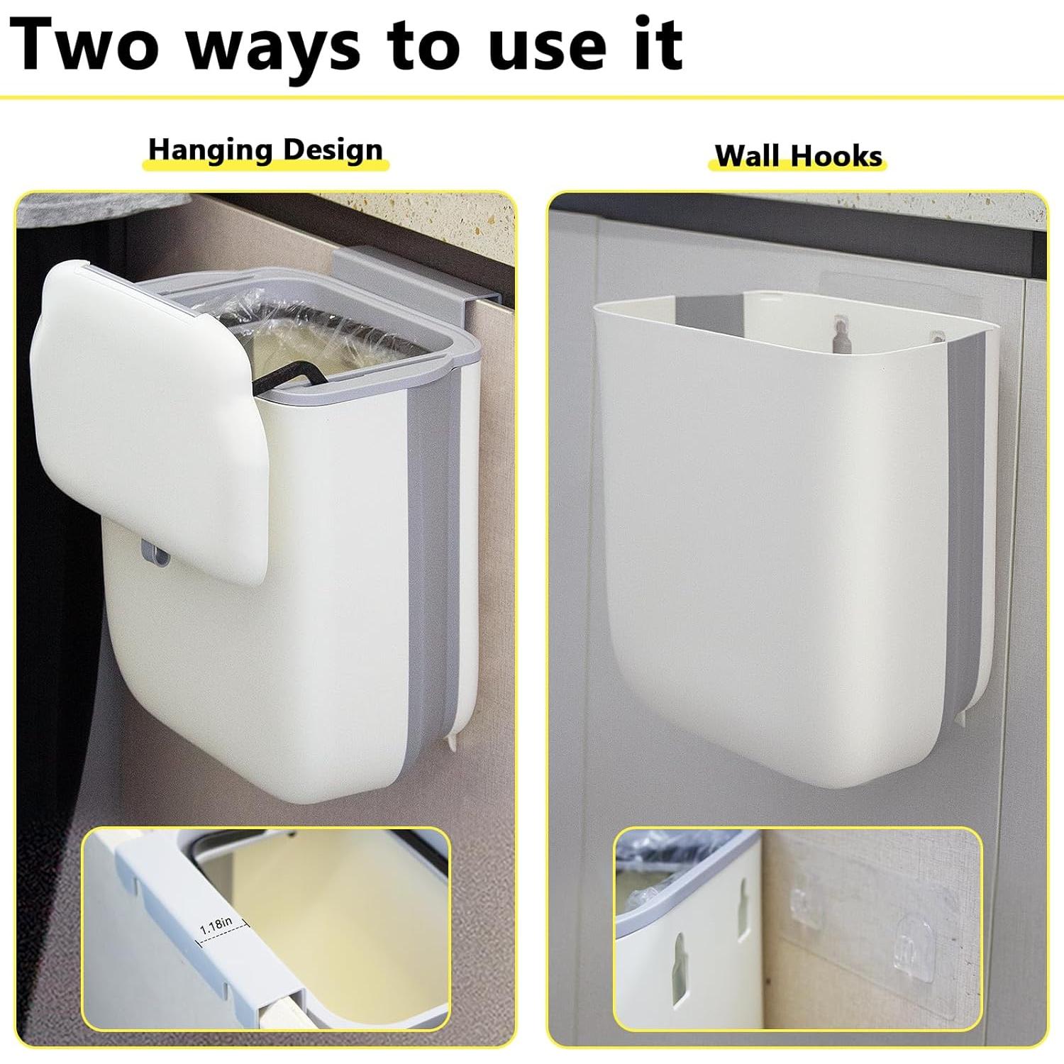 Cubo de Basura Plegable Soddeph 12.1L con Tapa Beige