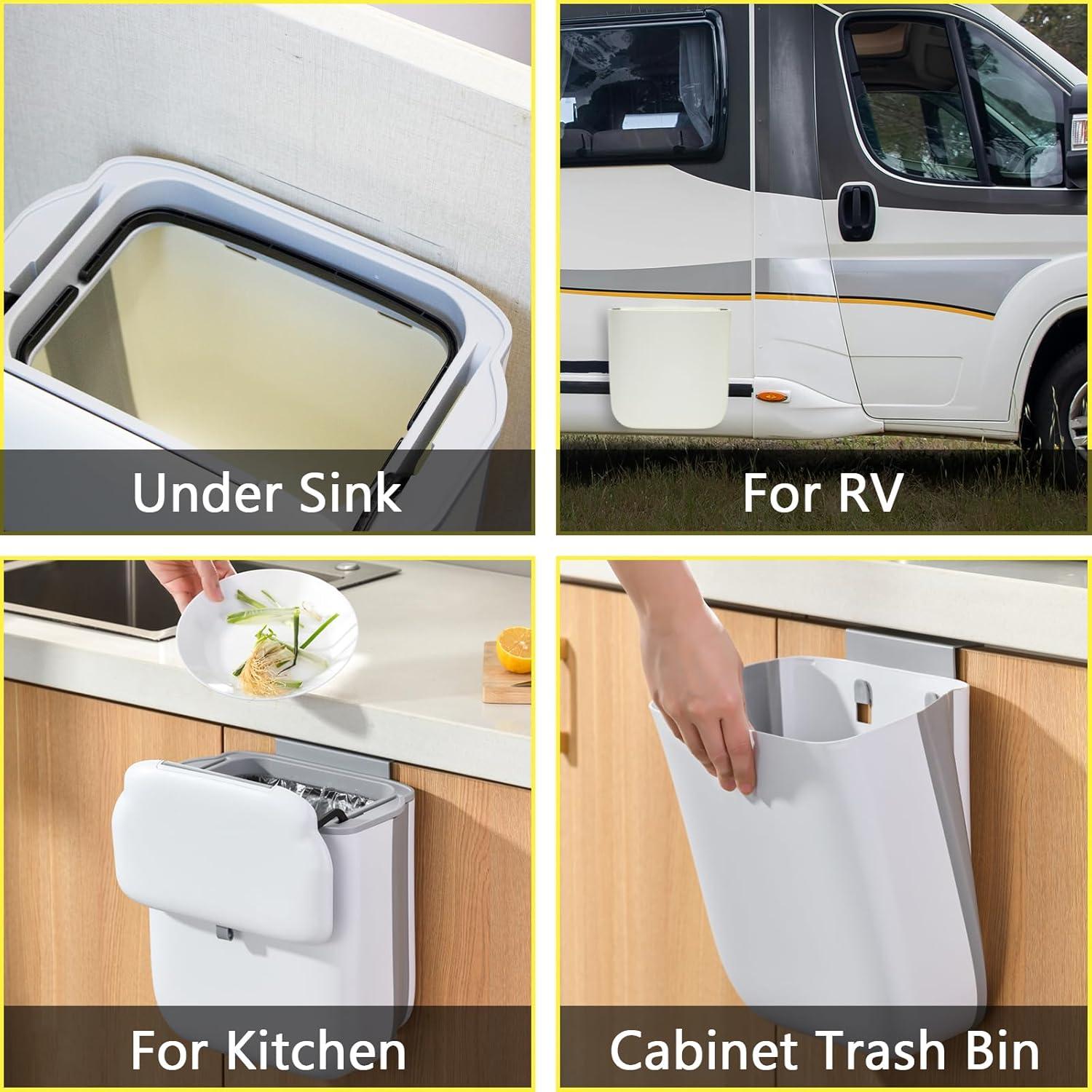 Cubo de Basura Plegable Soddeph 12.1L con Tapa Beige