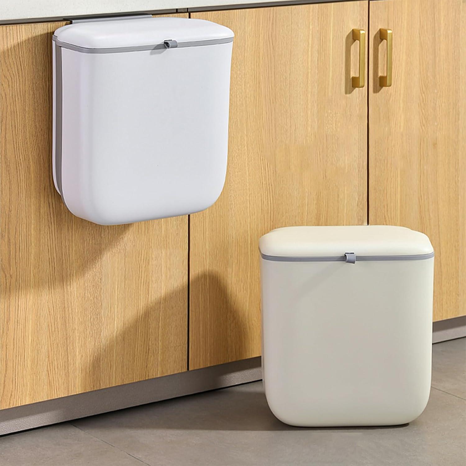 Cubo de Basura Plegable Soddeph 12.1L con Tapa Beige