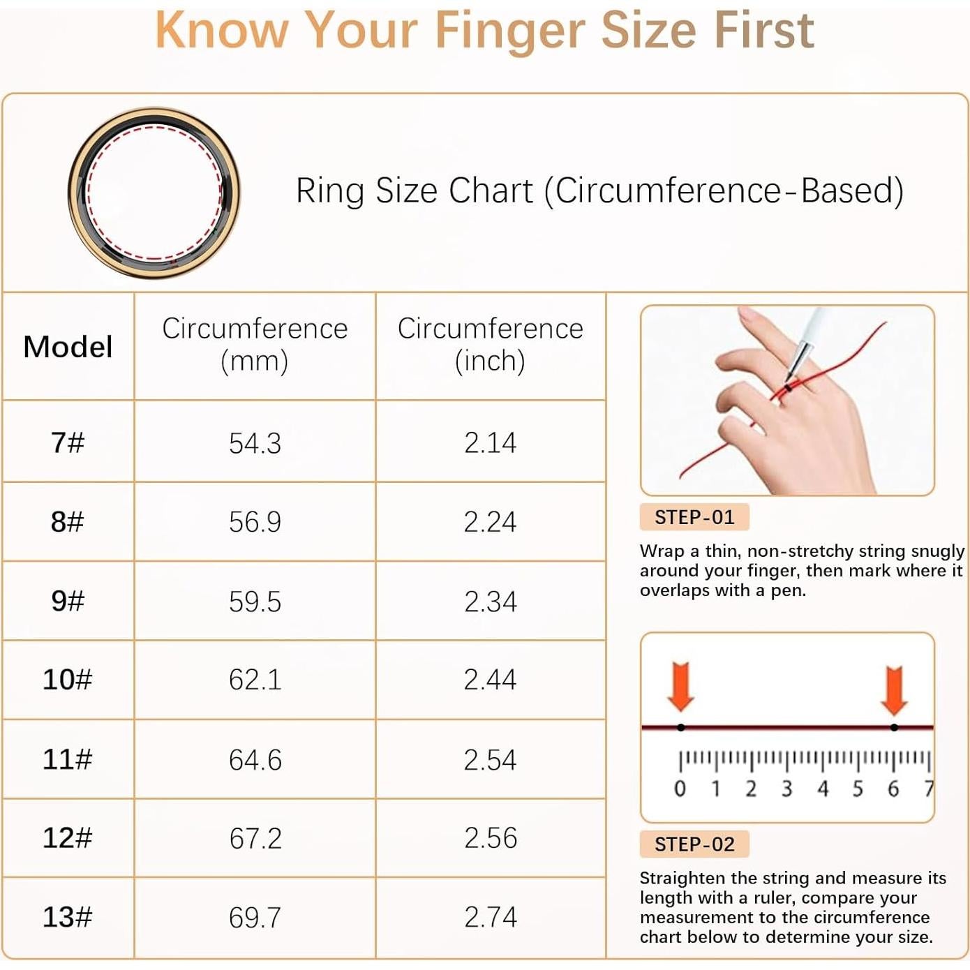 Anillo Inteligente Tiantianka para Salud y Actividad - Oro 11