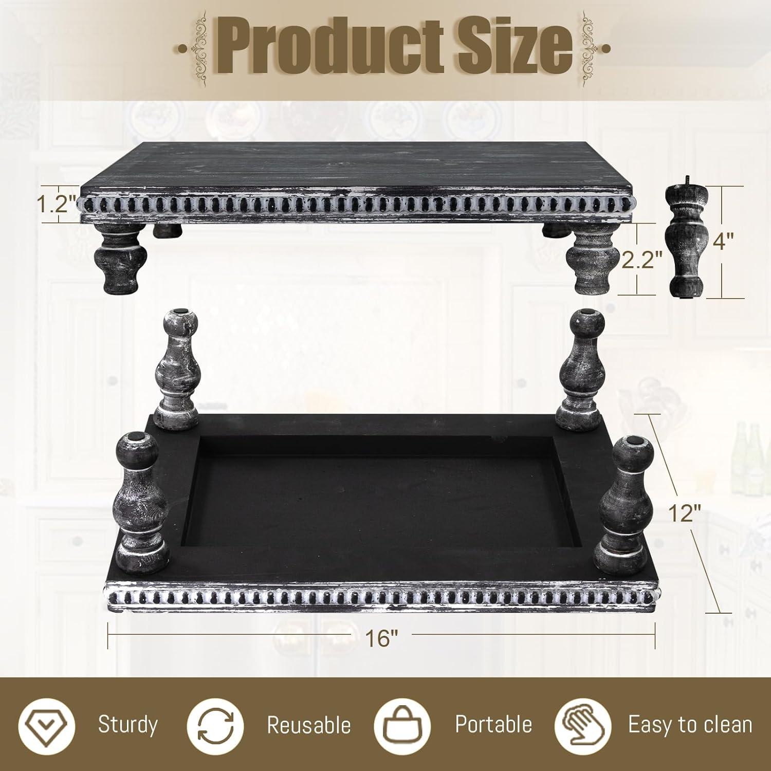 Soporte de Exhibición de Madera Negra Vintage MAONAME 40.6x30.5cm