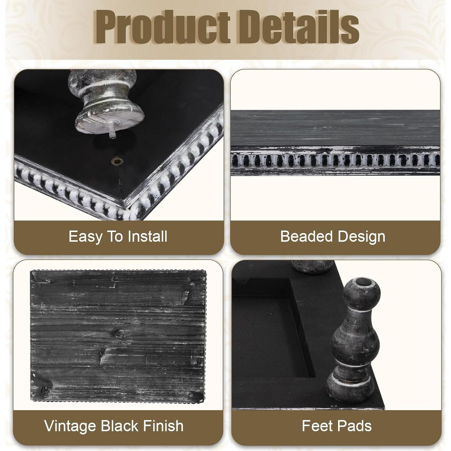 Soporte de Exhibición de Madera Negra Vintage MAONAME 40.6x30.5cm