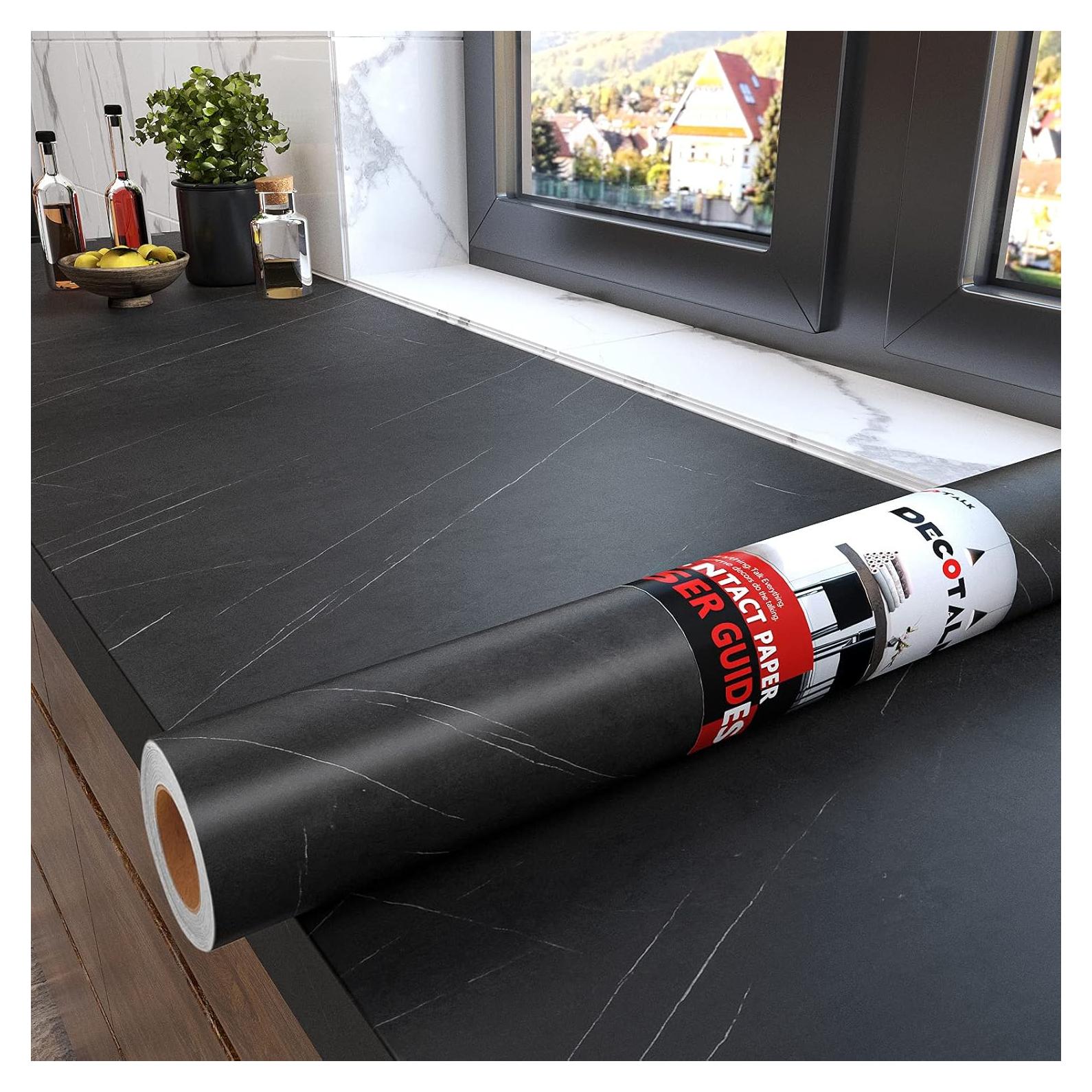 Papel Contacto de Mármol Negro Decotalk 30x12m Autoadhesivo