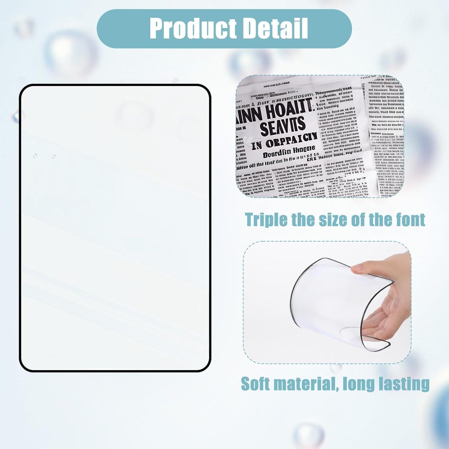 5 Lupas de Página 3X ZEYIYER para Leer - 3 Grandes y 2 Pequeñas
