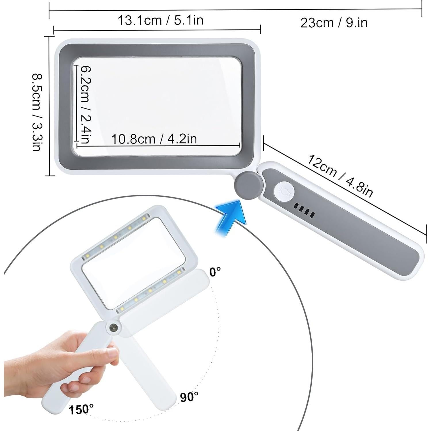 Lupa LED recargable TECHSHARE 4X con brillo ajustable