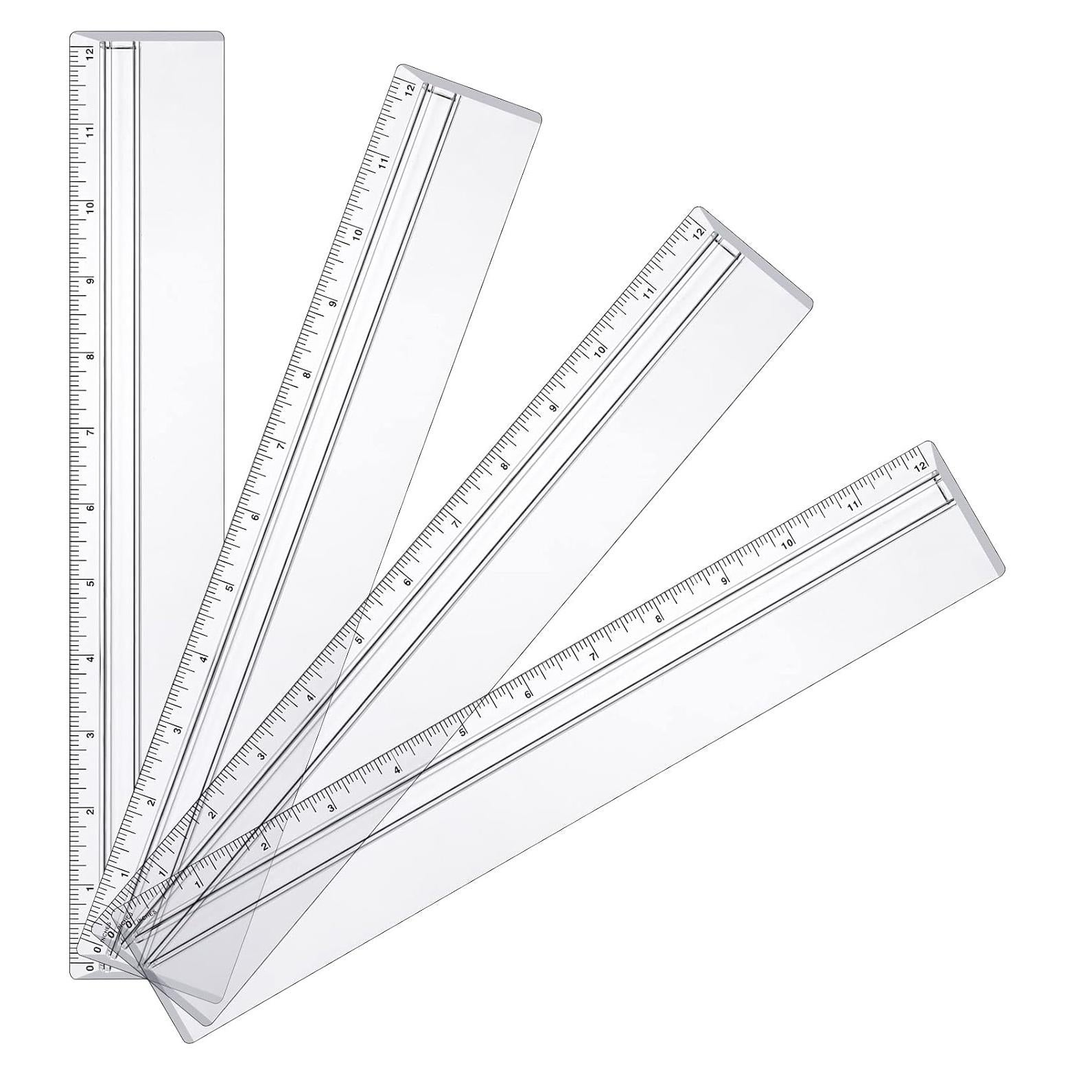 Reglas Magnificantes Chinco 4 Piezas Plástico Transparente 30.48 cm