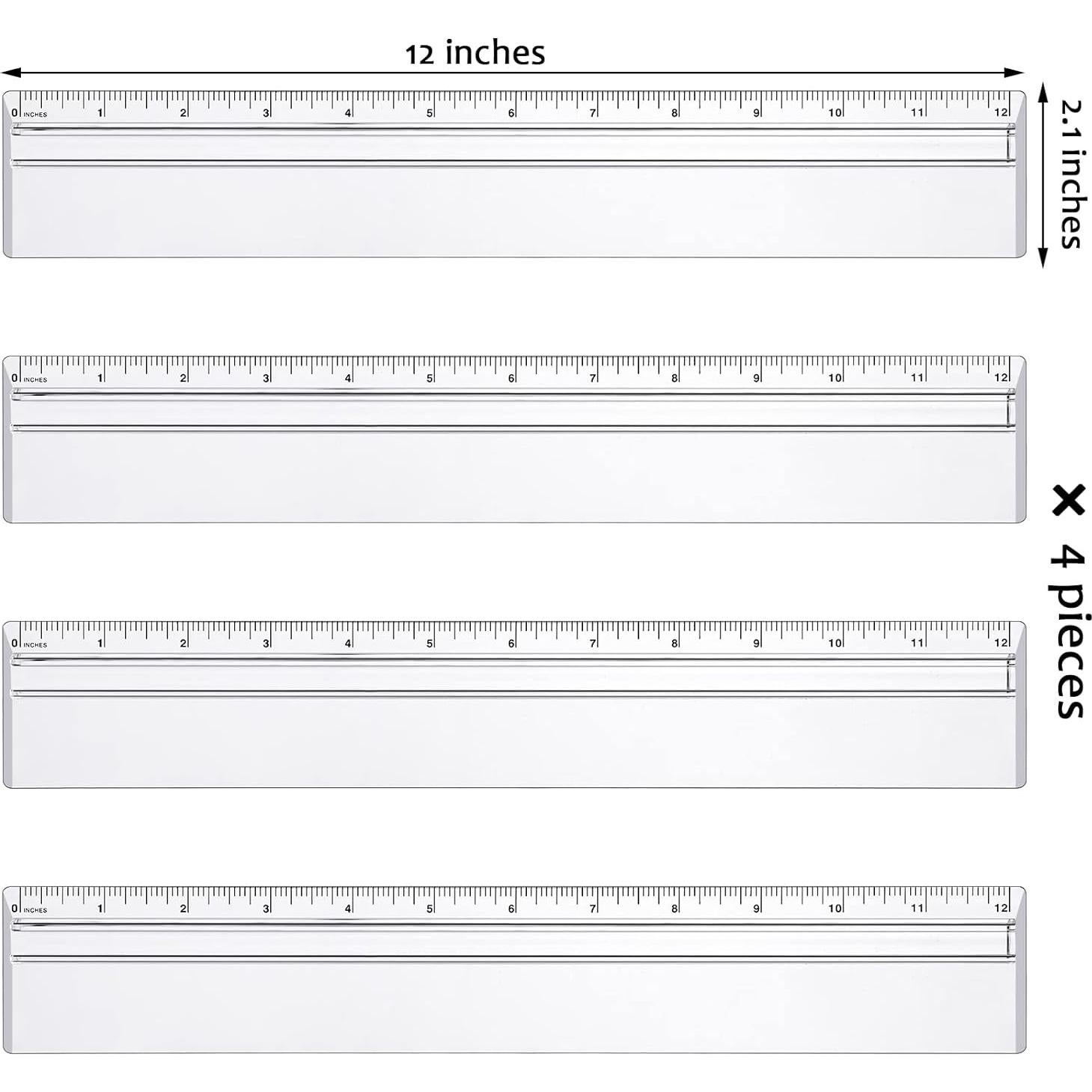 Reglas Magnificantes Chinco 4 Piezas Plástico Transparente 30.48 cm