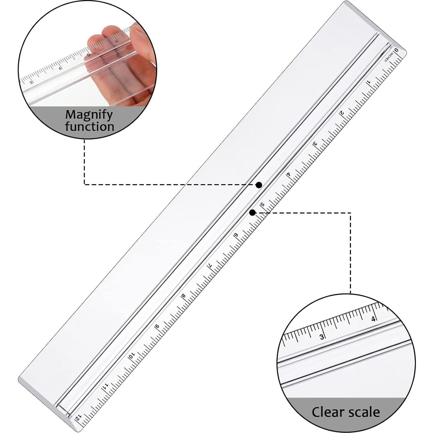 Reglas Magnificantes Chinco 4 Piezas Plástico Transparente 30.48 cm
