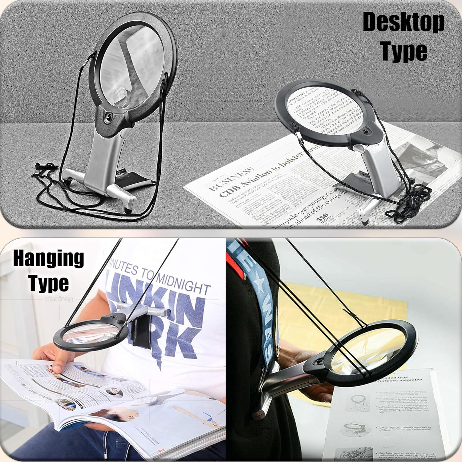 Lupa de Mano ARSUK con Luz LED 2X y 6X para Lectura