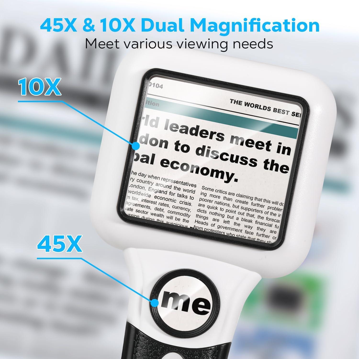Lupa MoKo Iluminada 45X 10X con Luz LED para Lectura