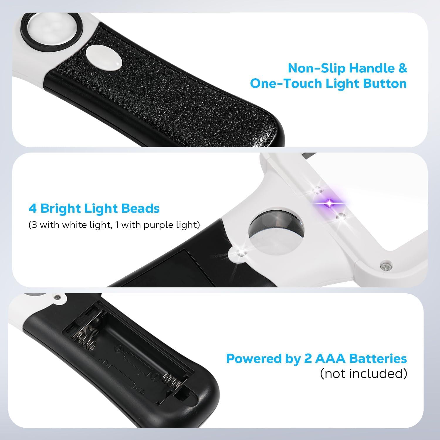 Lupa MoKo Iluminada 45X 10X con Luz LED para Lectura