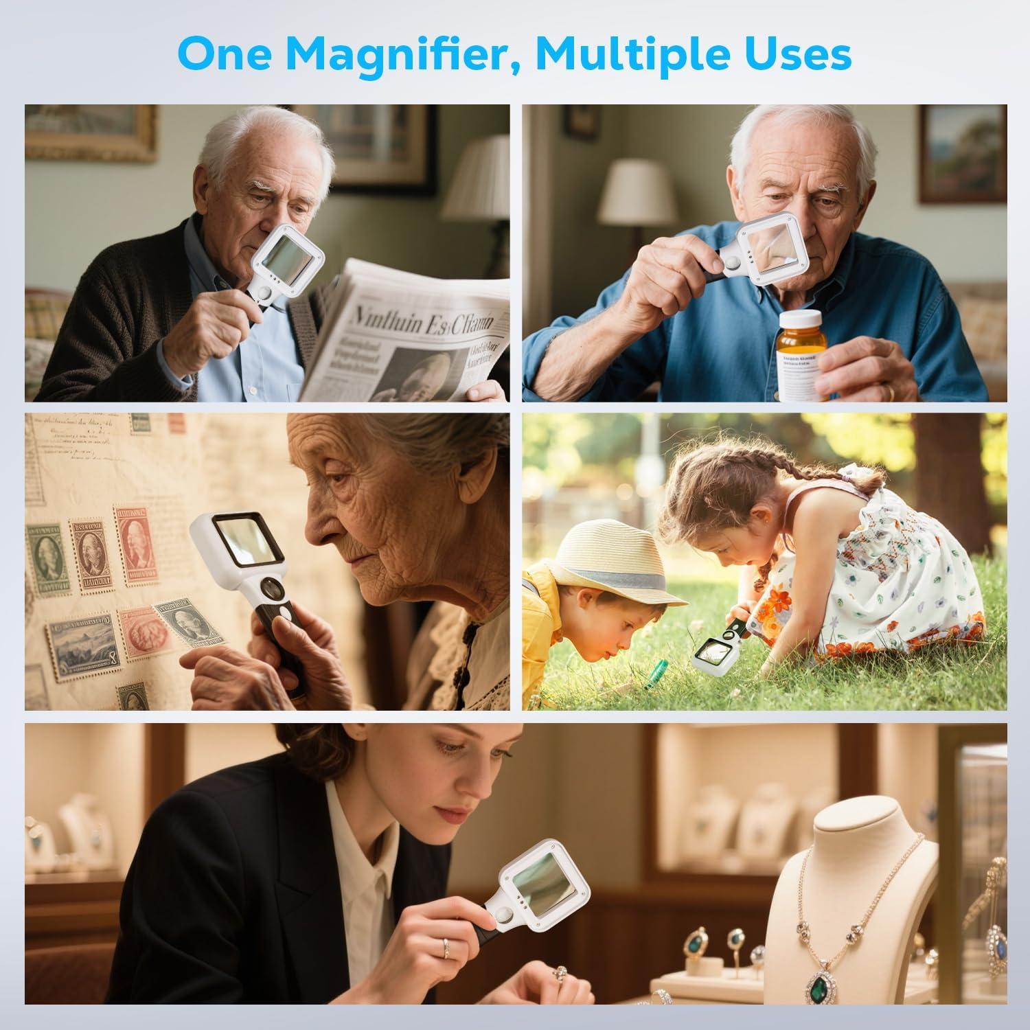 Lupa MoKo Iluminada 45X 10X con Luz LED para Lectura