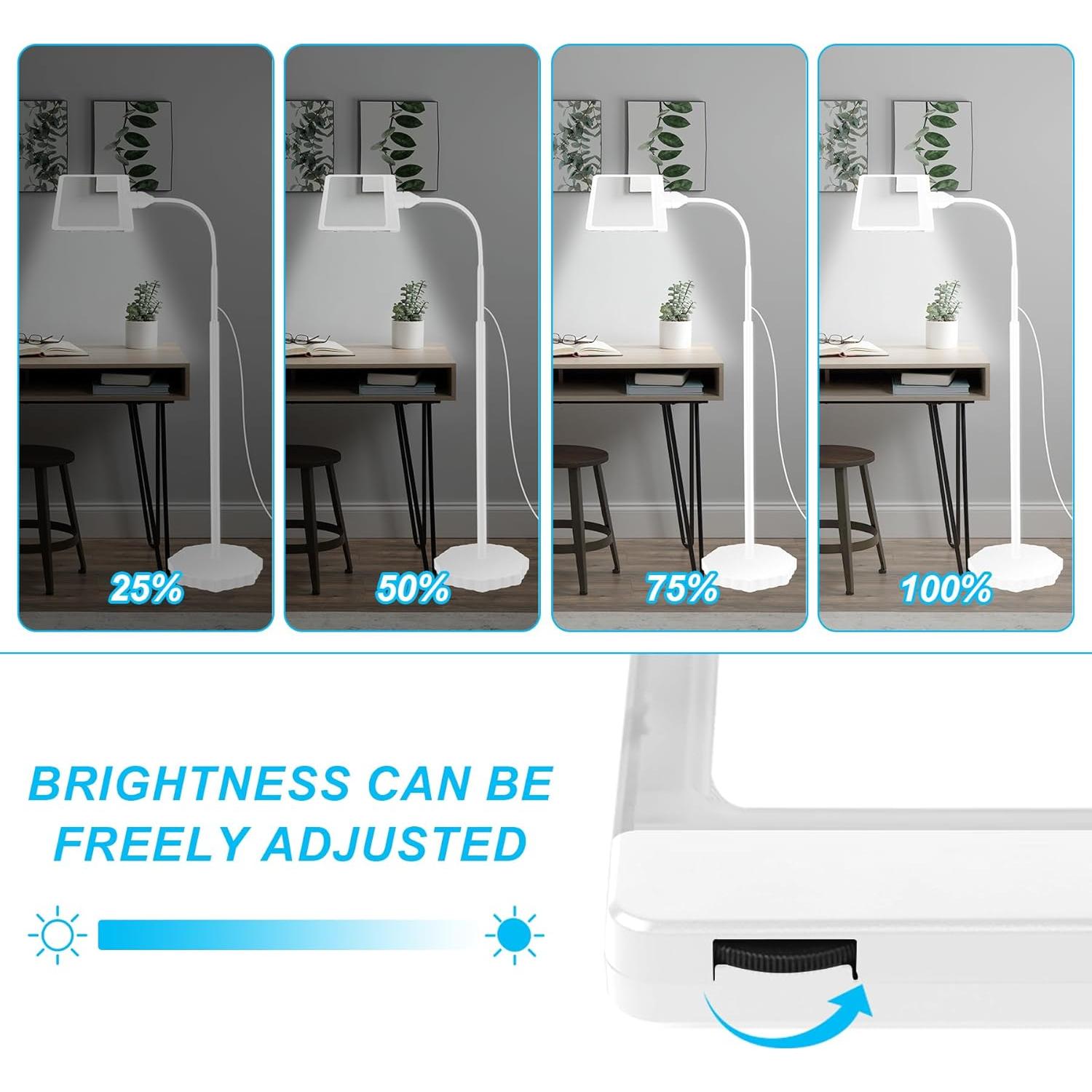 Lupa de Piso TUGEOVO 5X con Luz LED Ajustable y Soporte