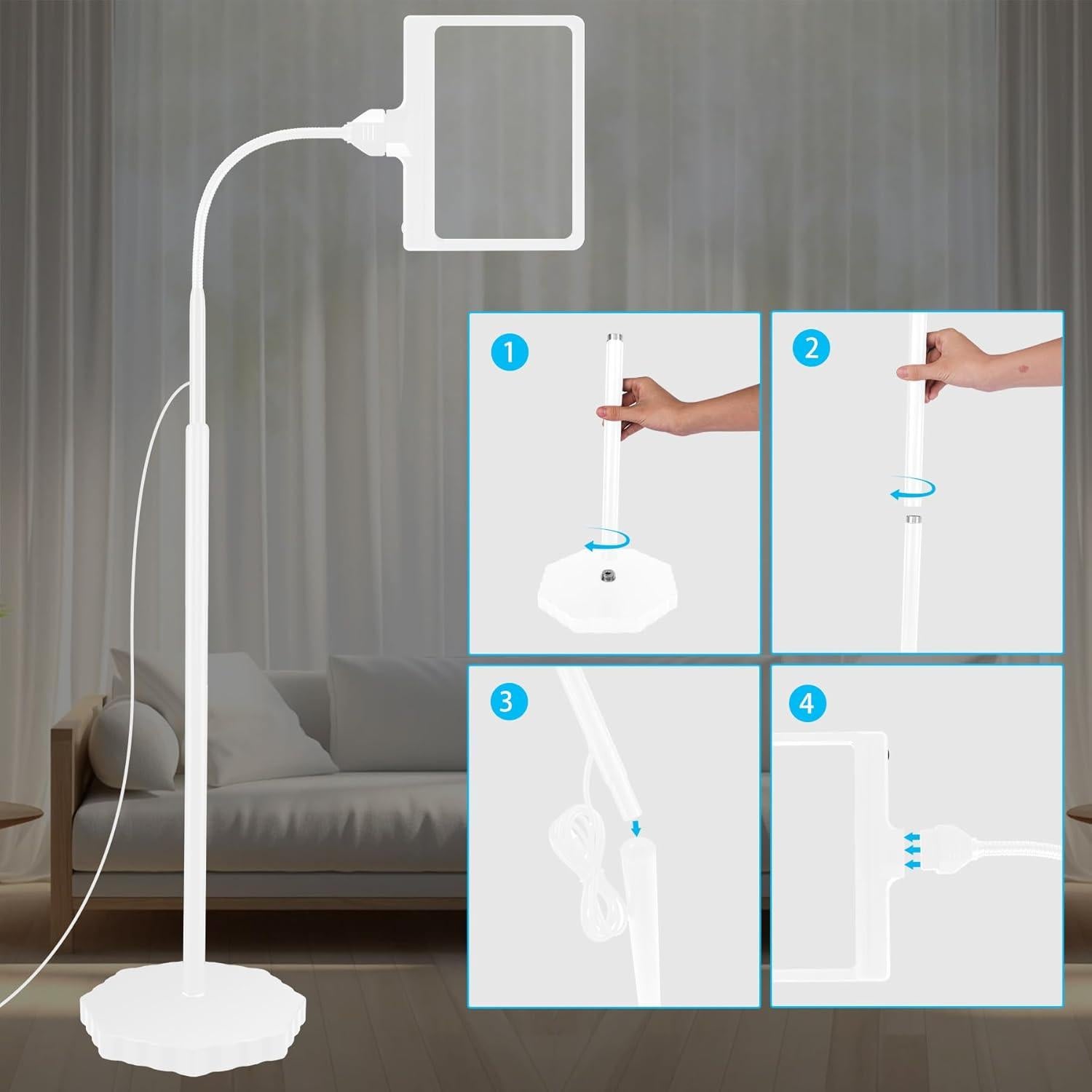 Lupa de Piso TUGEOVO 5X con Luz LED Ajustable y Soporte
