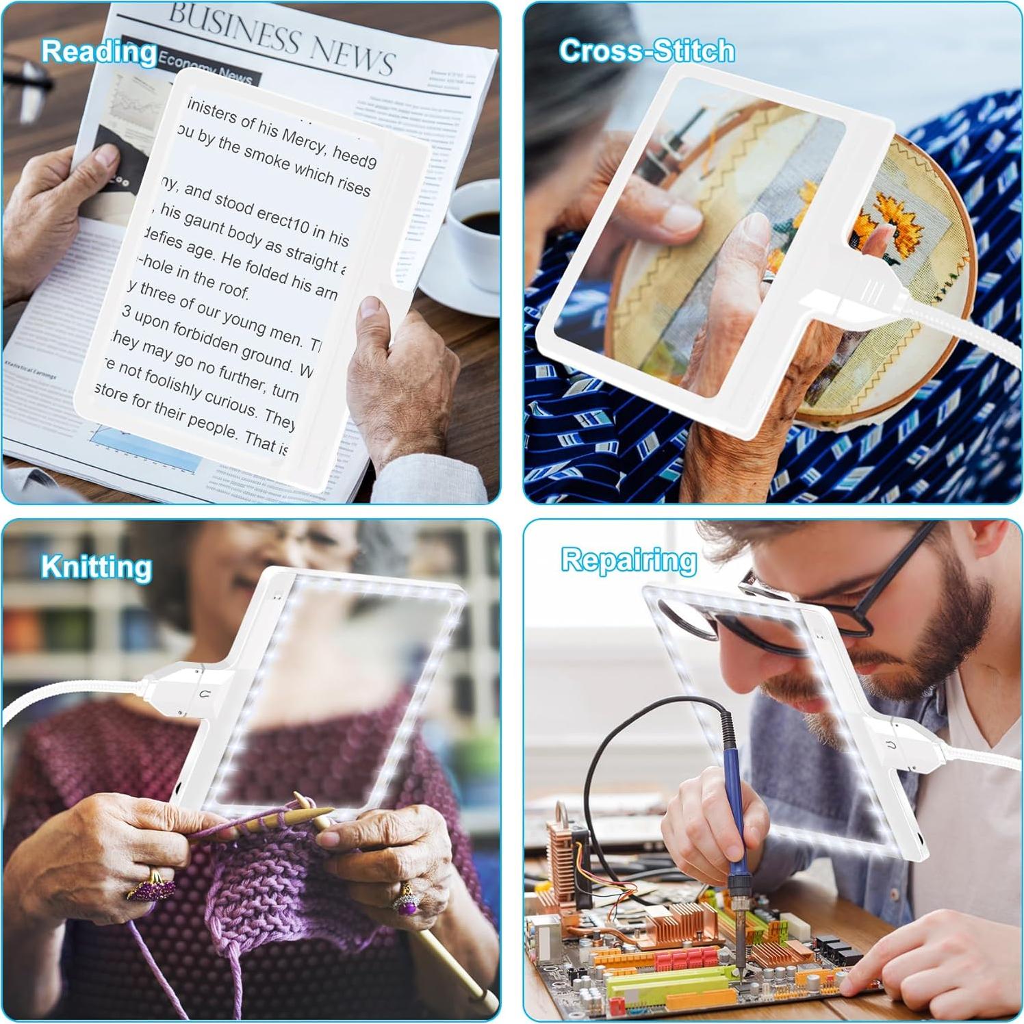 Lupa de Piso TUGEOVO 5X con Luz LED Ajustable y Soporte