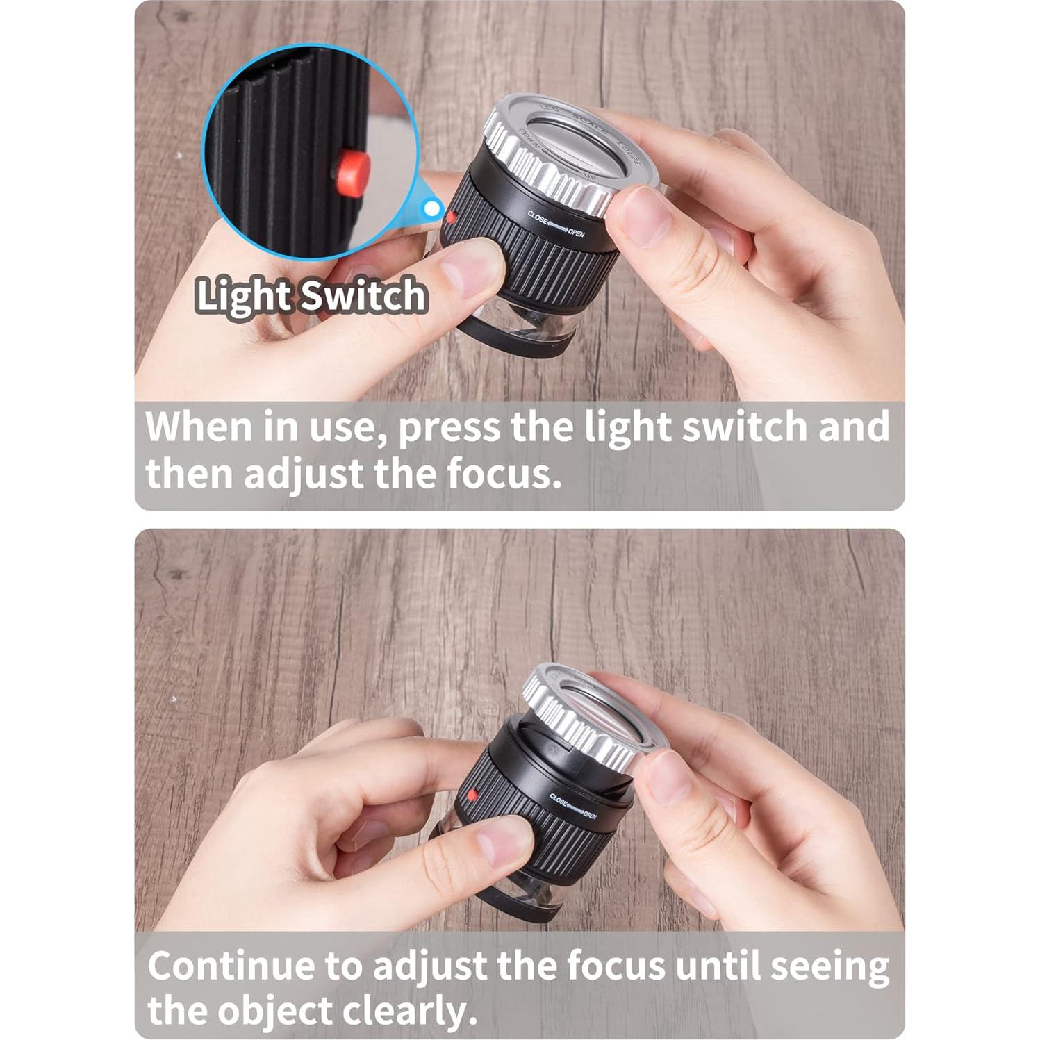 Lupa JARLINK 30X con Luz LED Ajustable para Joyería