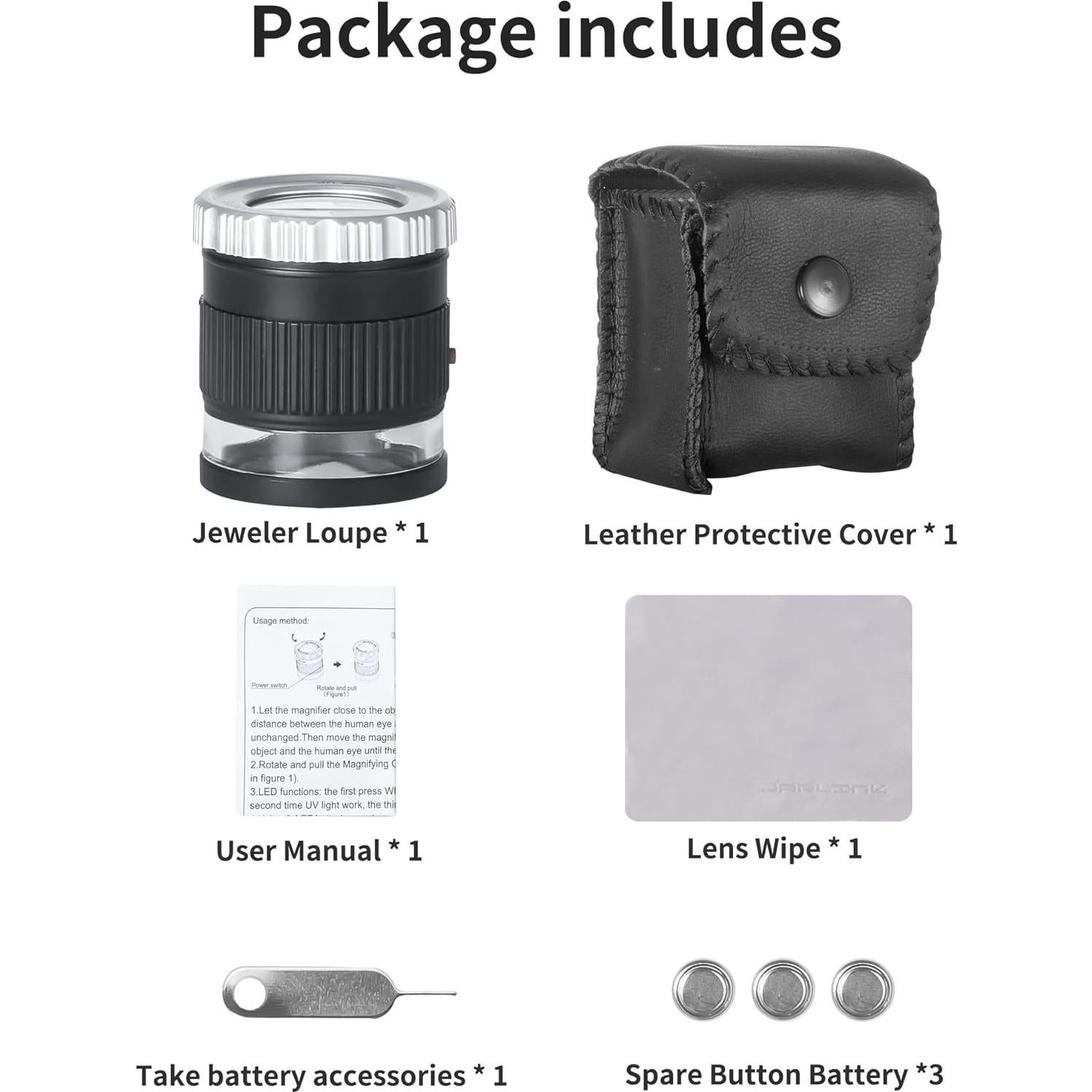 Lupa JARLINK 30X con Luz LED Ajustable para Joyería