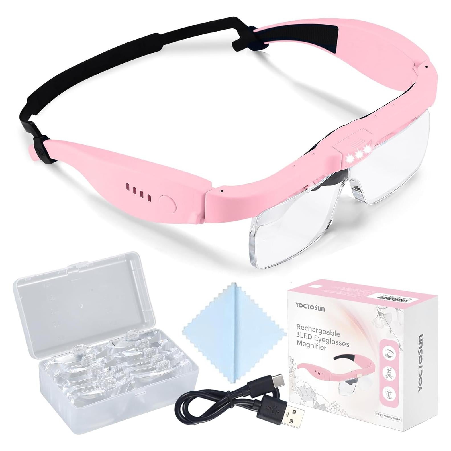 Lentes de Aumento YOCTOSUN con Luz LED y 5 Lentes 0.75X-4.0X