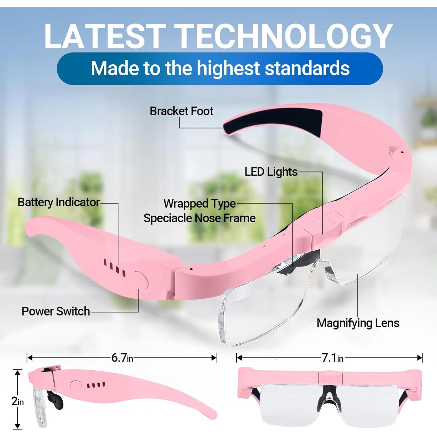 Lentes de Aumento YOCTOSUN con Luz LED y 5 Lentes 0.75X-4.0X