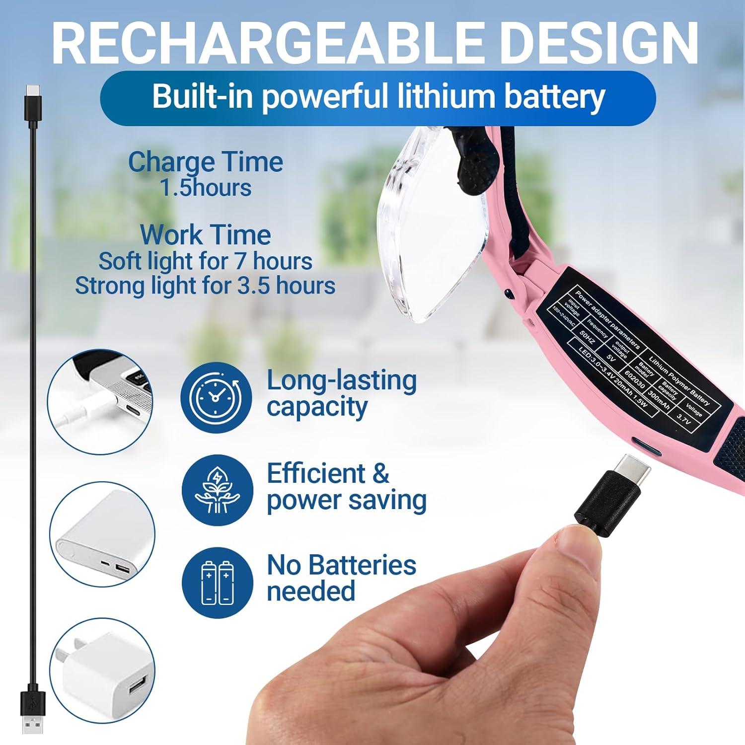 Lentes de Aumento YOCTOSUN con Luz LED y 5 Lentes 0.75X-4.0X