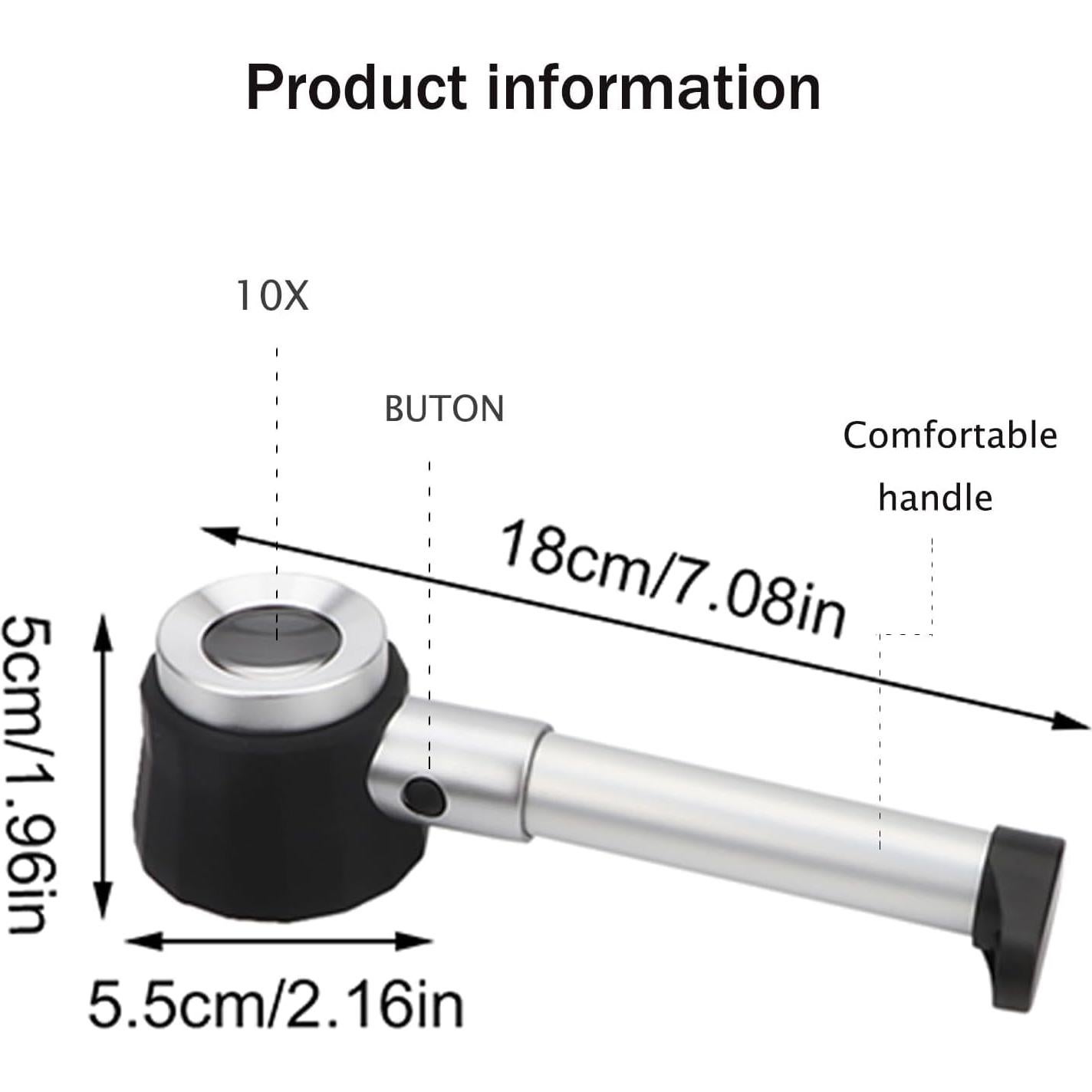 Lupa de Joyero Rongon 10X con Luz LED y Escala 25mm