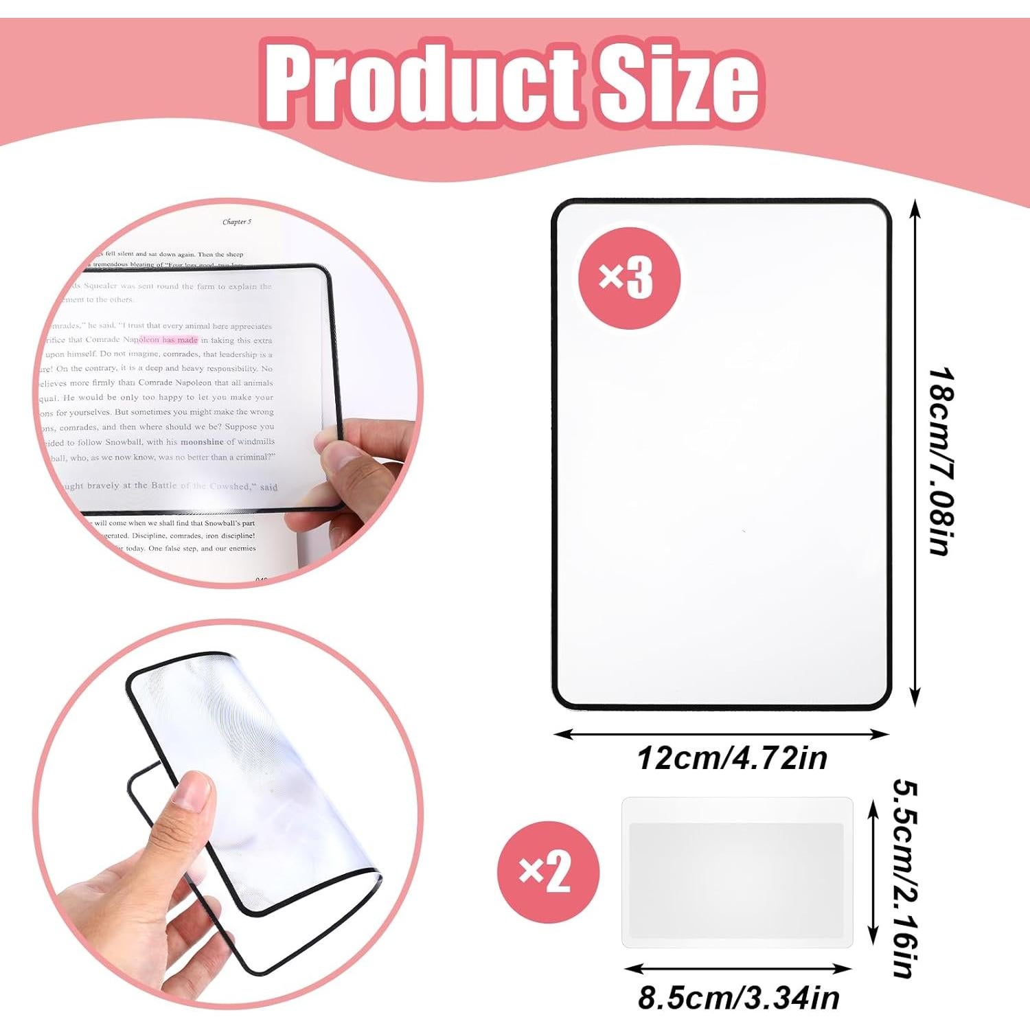 Lupa de Página Giantree 5 Piezas para Lectura - Aumento Óptimo