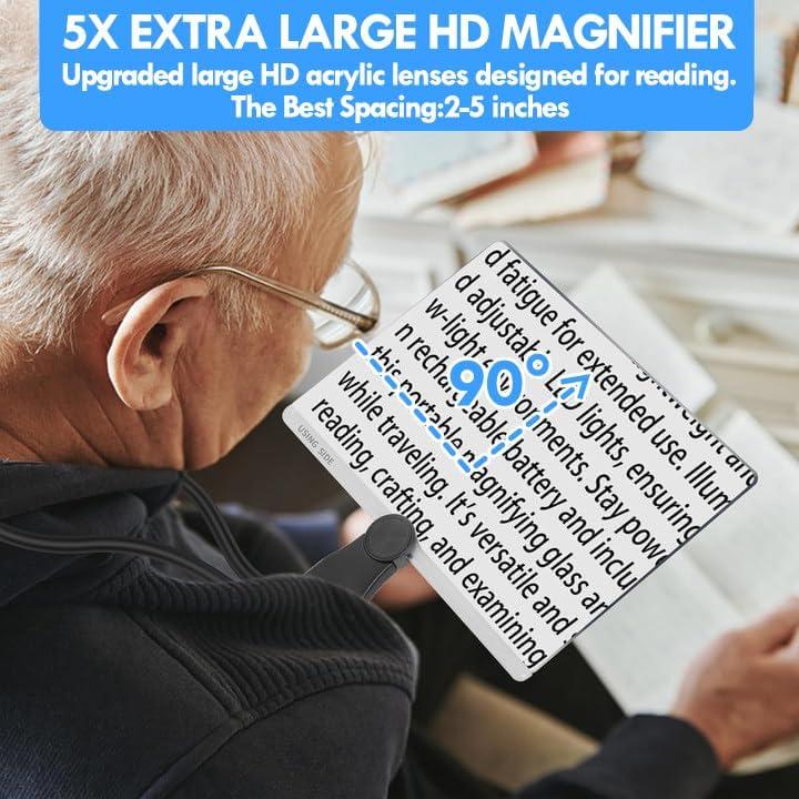 Lupa Manos Libres HQGZQL 5X con Brazo Flexible para Lectura