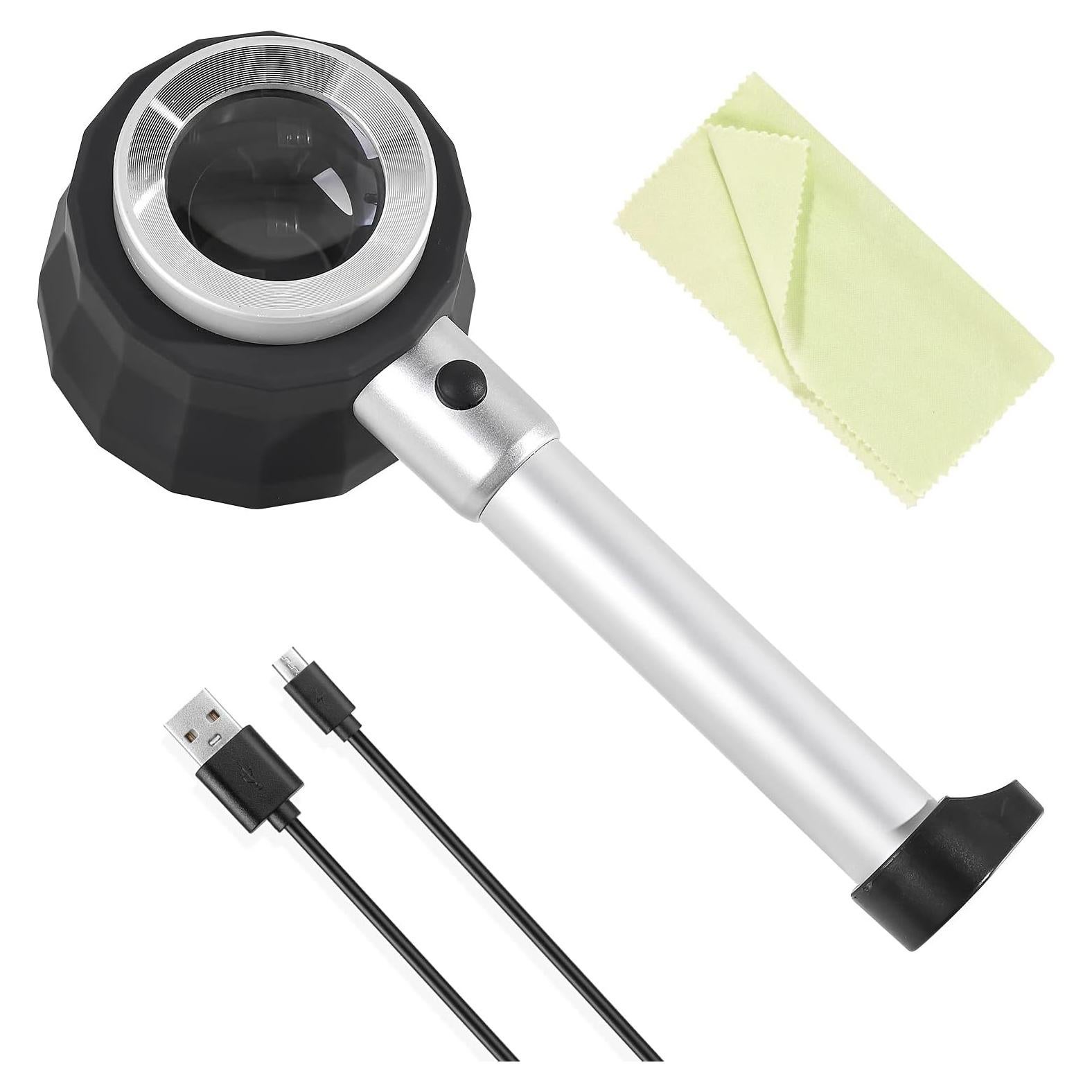 Lupa de Mano 30X Amoper con 6 Luces LED Recargable USB