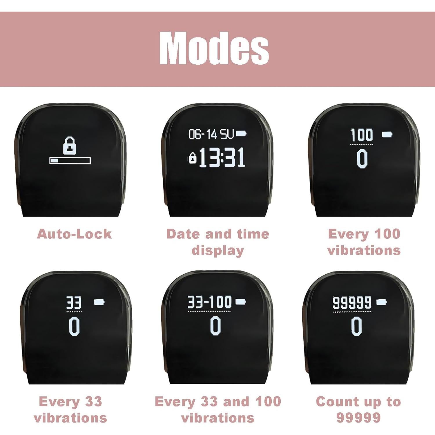 Contador de Adoración QIANGUANG OLED, Digital, Vibración, Negro