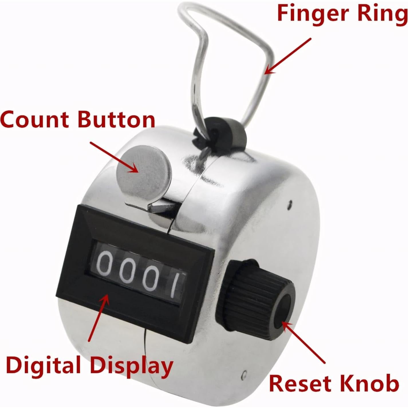 Contador de Mano GOGO de Metal 4 Dígitos para Conteo