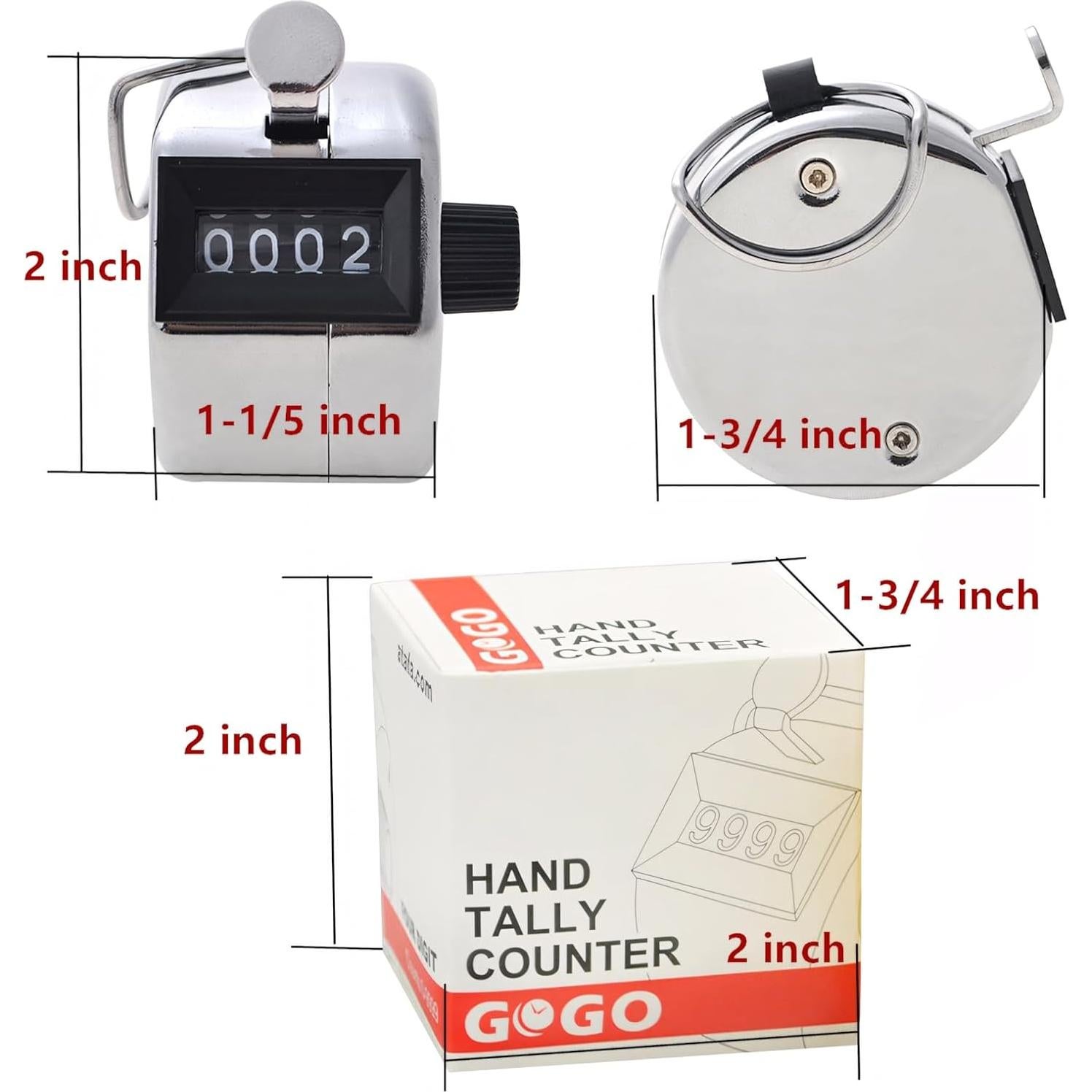 Contador de Mano GOGO de Metal 4 Dígitos para Conteo