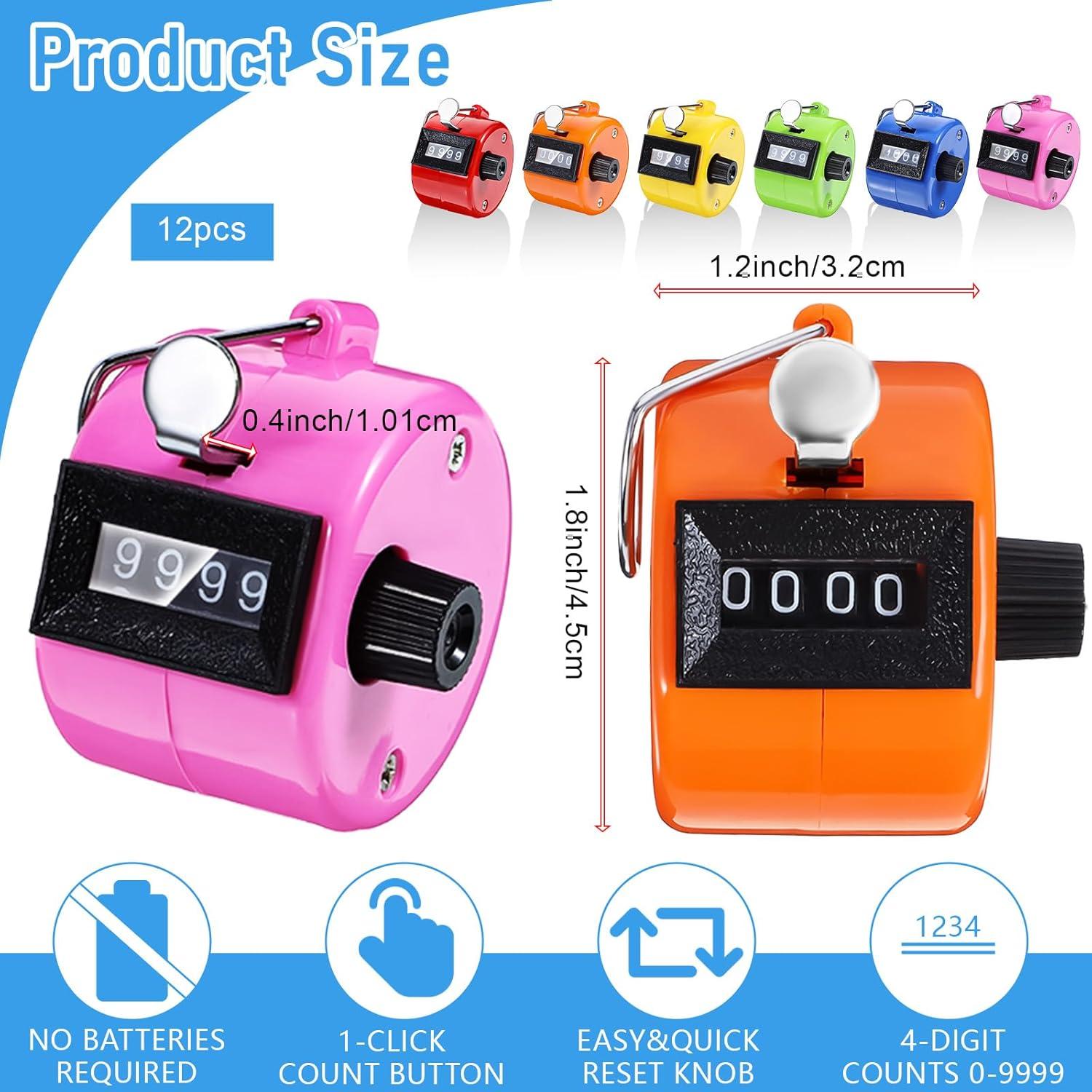 Contador Digital de Mano JOUTYFOR 12 Pcs 4 Dígitos Colores