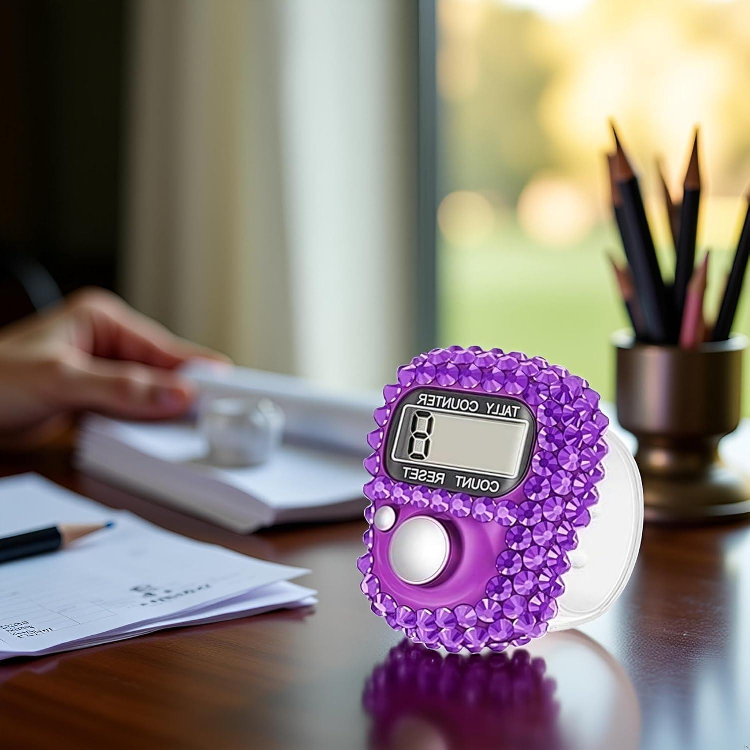 Contador Digital de Dedo Dwuww 1 Púrpura Portátil LCD