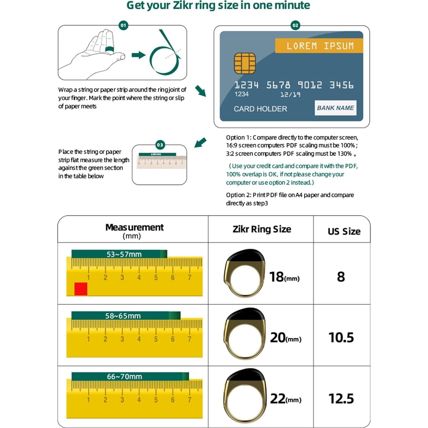 Contador Digital de Oraciones Tasbih Inteligente - Anillo Oro