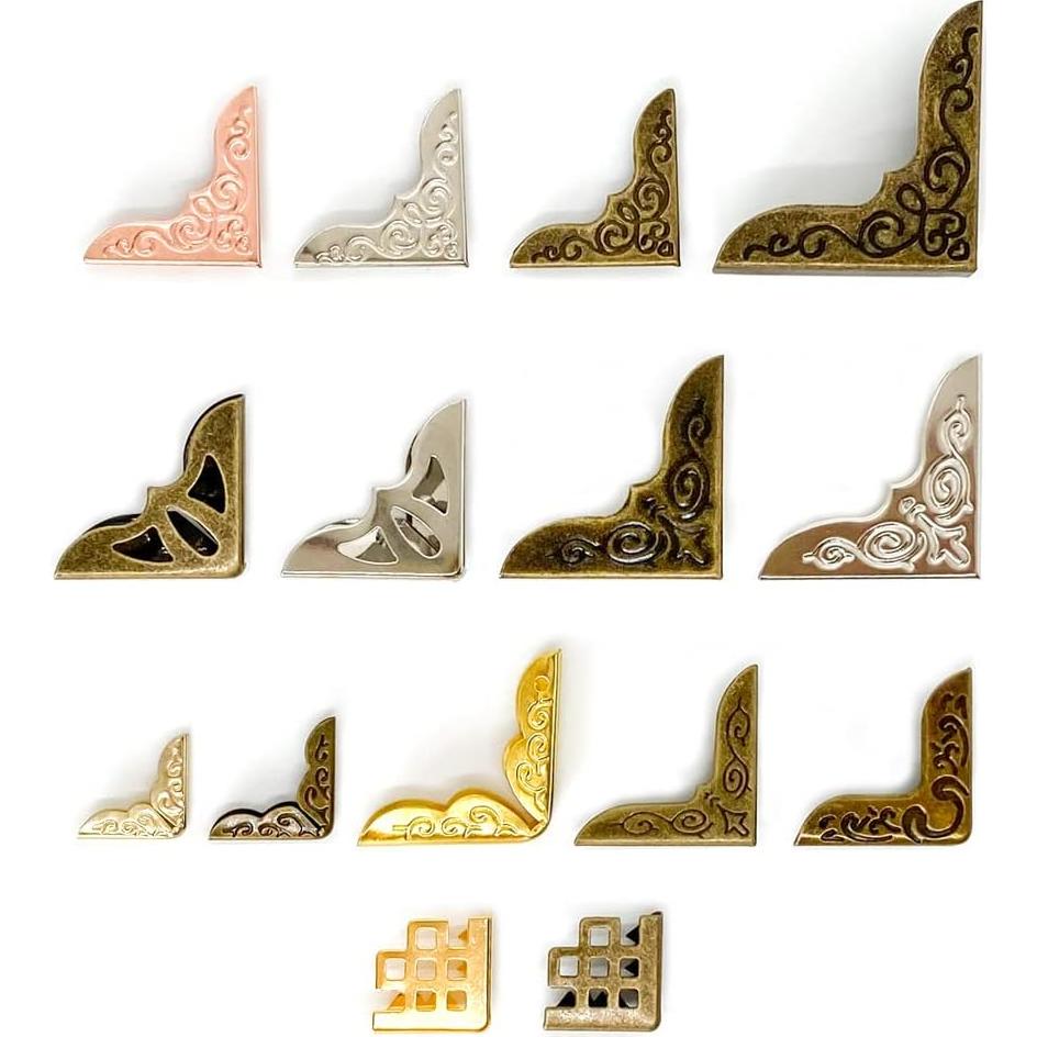 120 Protectores de Esquinas de Metal Vintage QINIZX para Libros