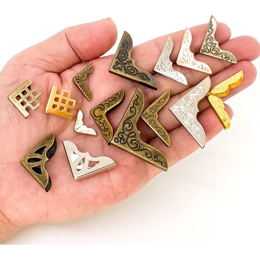 120 Protectores de Esquinas de Metal Vintage QINIZX para Libros