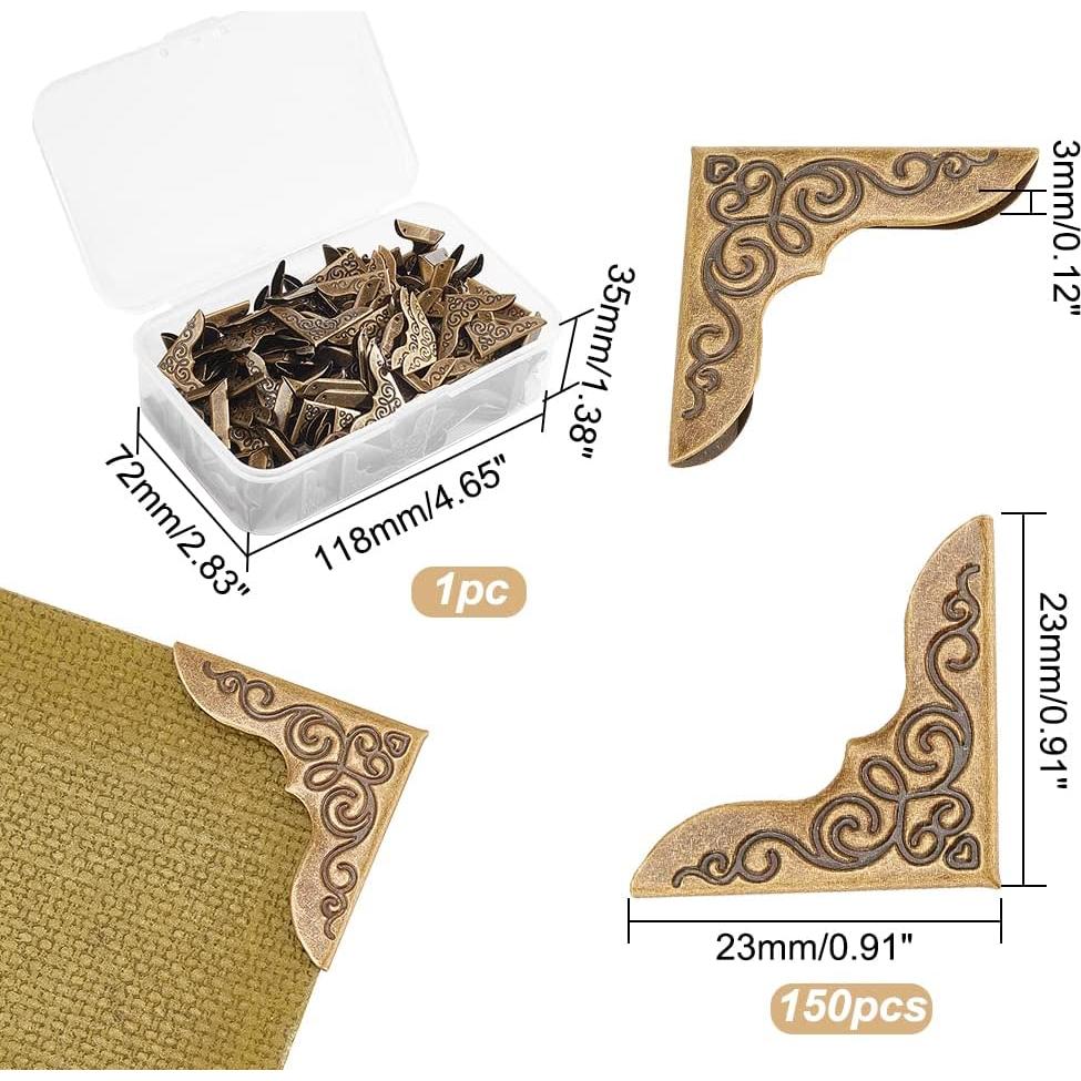 Protectores de Esquinas de Libro PH PandaHall 150pcs Bronce Antiguo