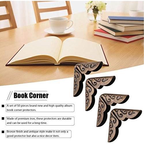 50 Protectores de Esquinas de Metal Hilitand Bronce para Álbumes