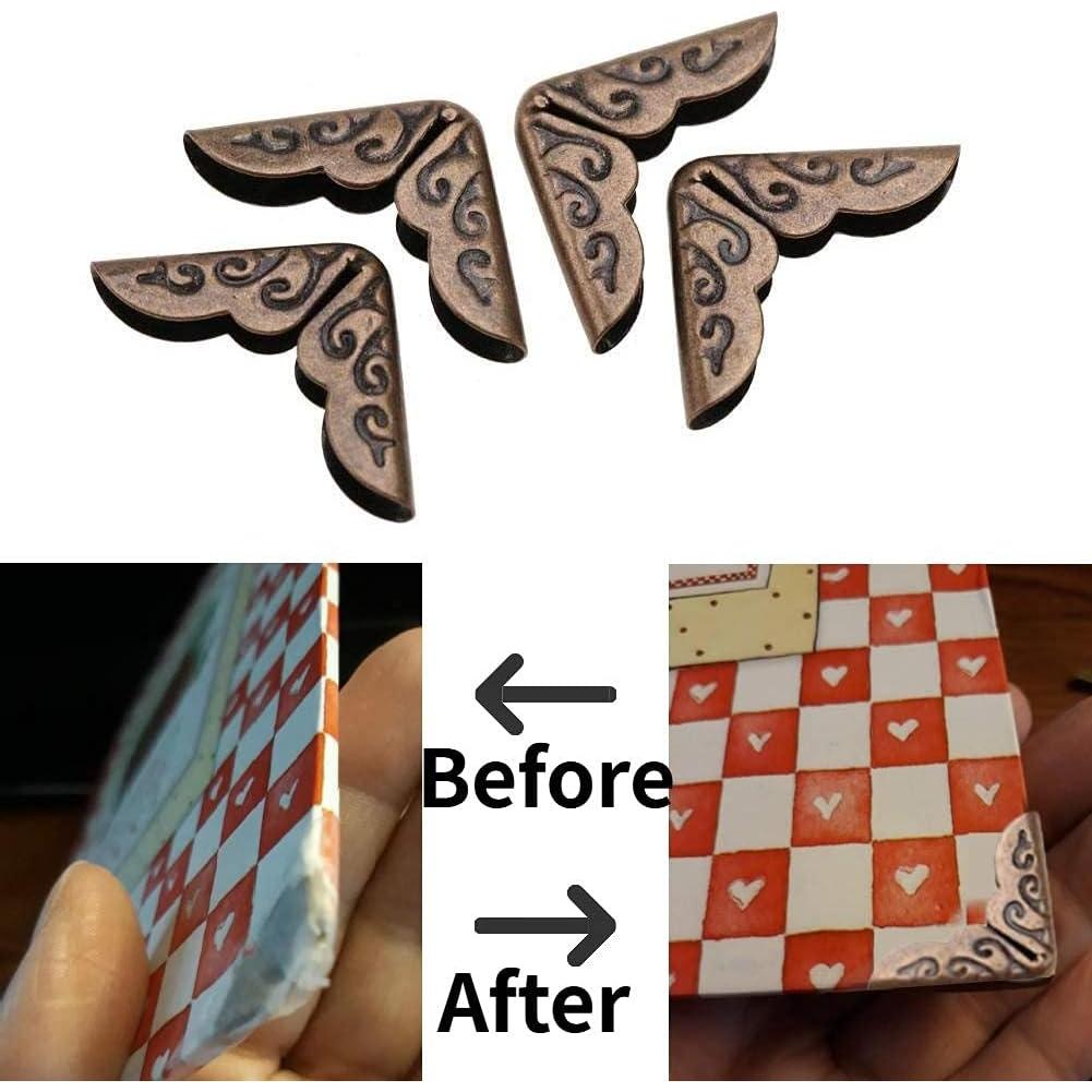 50 Protectores de Esquinas de Metal Hilitand Bronce para Álbumes