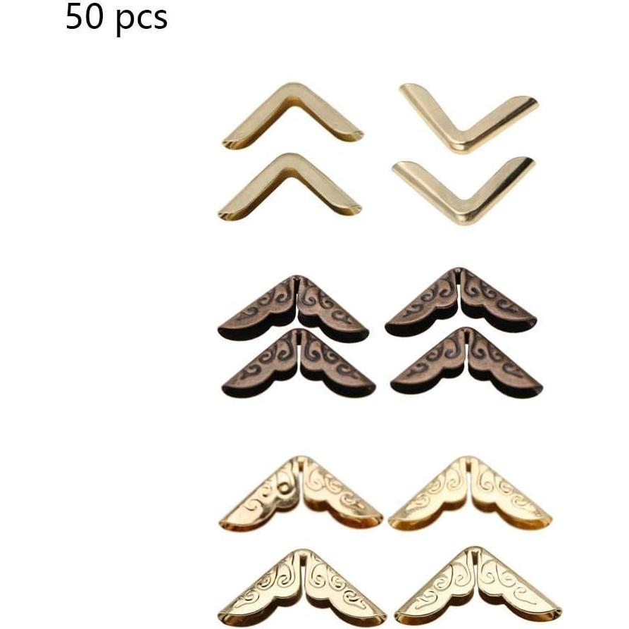 50 Protectores de Esquinas de Metal Hilitand Bronce para Álbumes