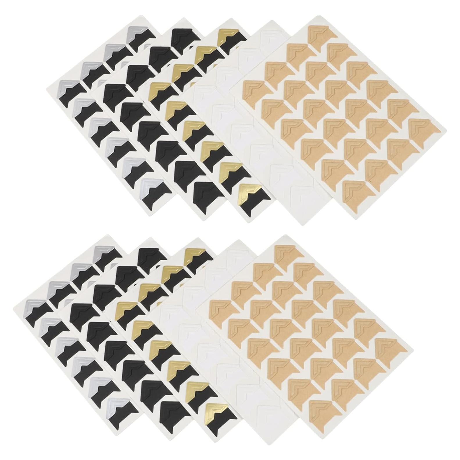 Esquinas de Foto Autoadhesivas VILLFUL 10 Hojas Negro Dorado