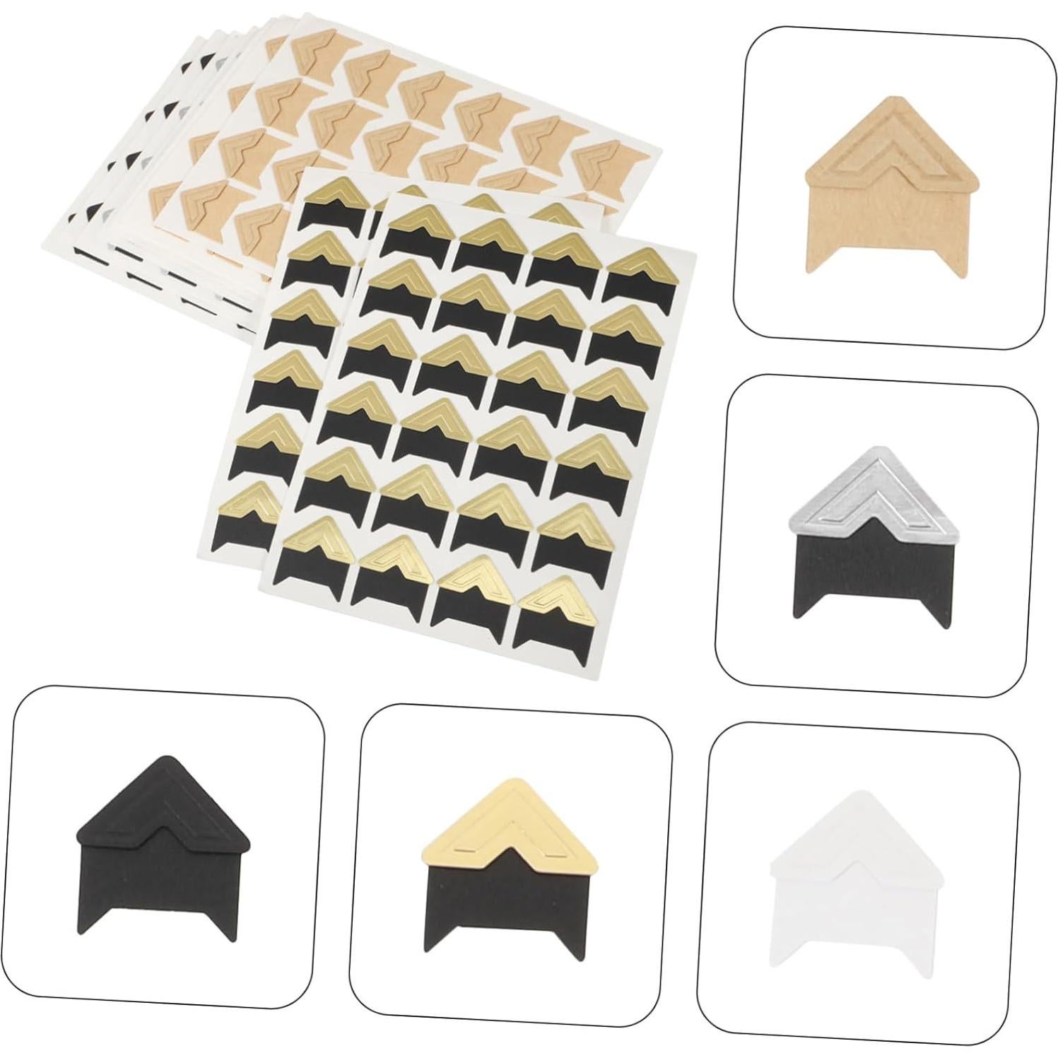 Esquinas de Foto Autoadhesivas VILLFUL 10 Hojas Negro Dorado