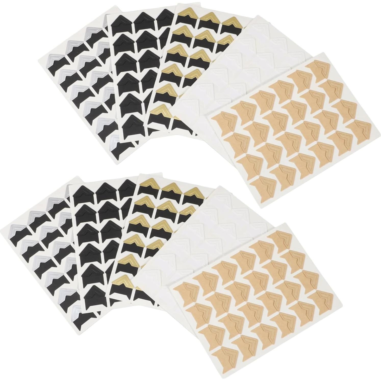 Esquinas de Foto Autoadhesivas VILLFUL 10 Hojas Negro Dorado