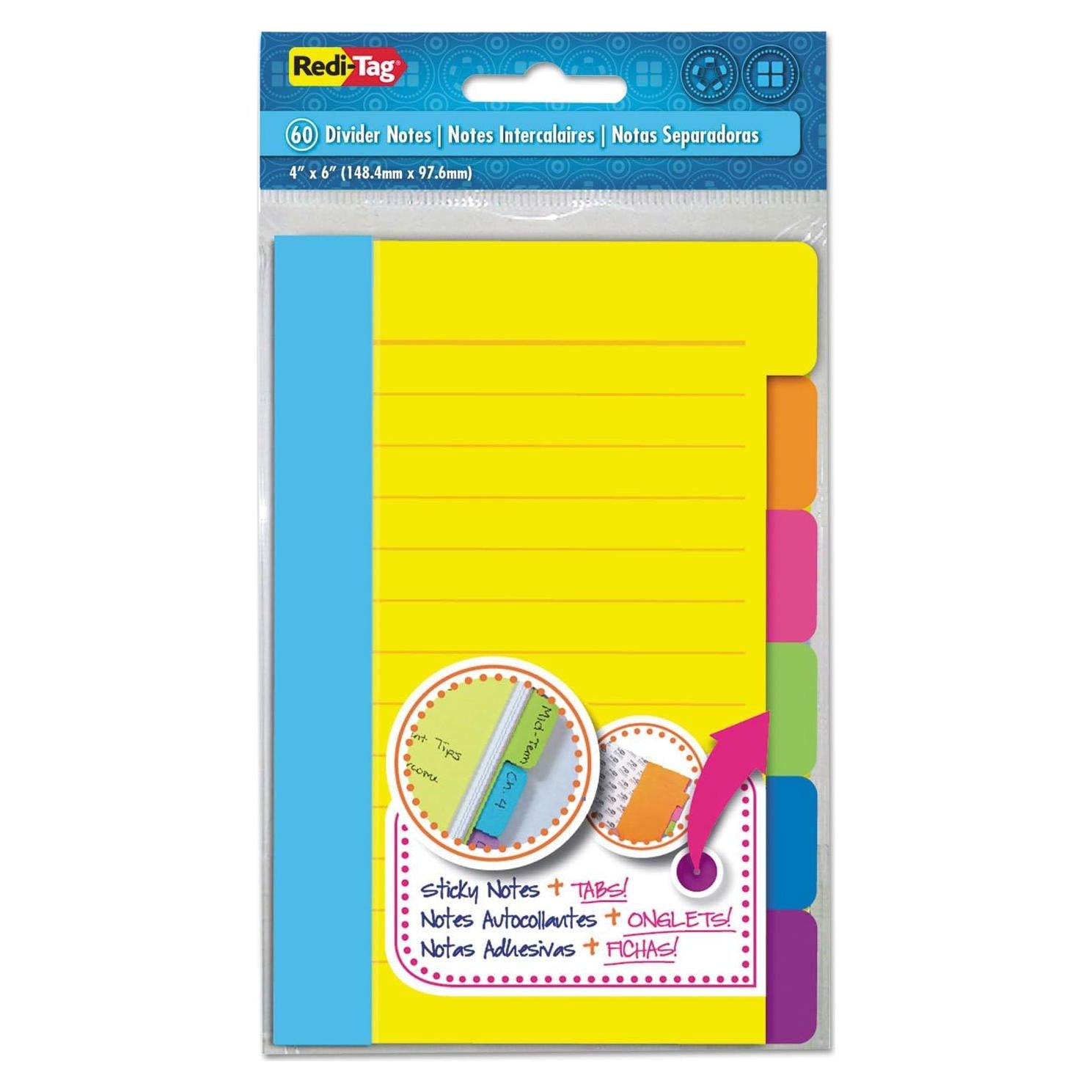 Notas Adhesivas Divisorias Redi-Tag 10245, 60 Hojas, Colores Asortidos