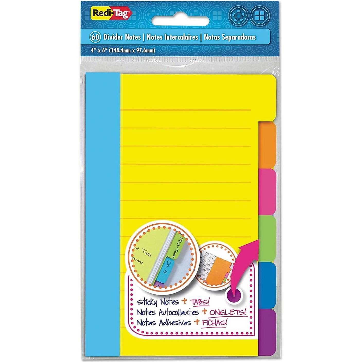 Notas Adhesivas Divisorias Redi-Tag 10245, 60 Hojas, Colores Asortidos