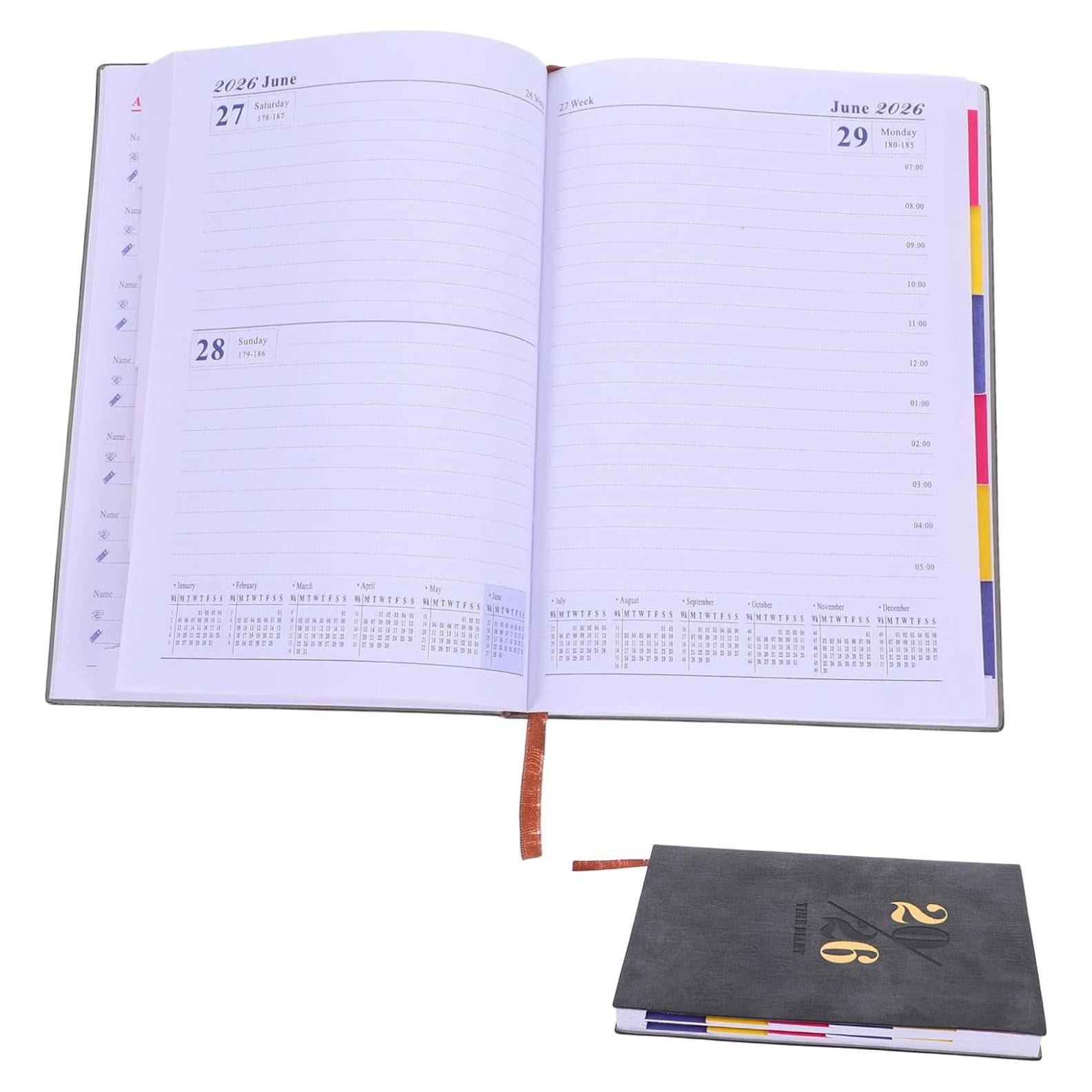 Planificador 2026 HAKIDZEL Negro con Pestañas y Papel Grueso