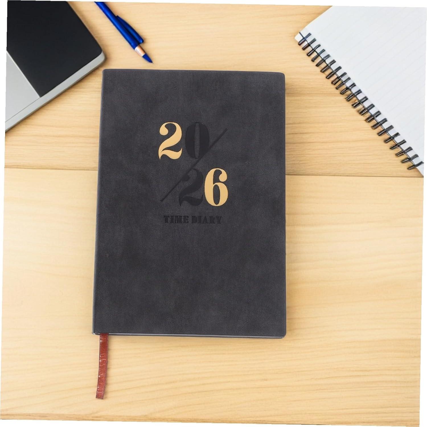 Planificador 2026 HAKIDZEL Negro con Pestañas y Papel Grueso