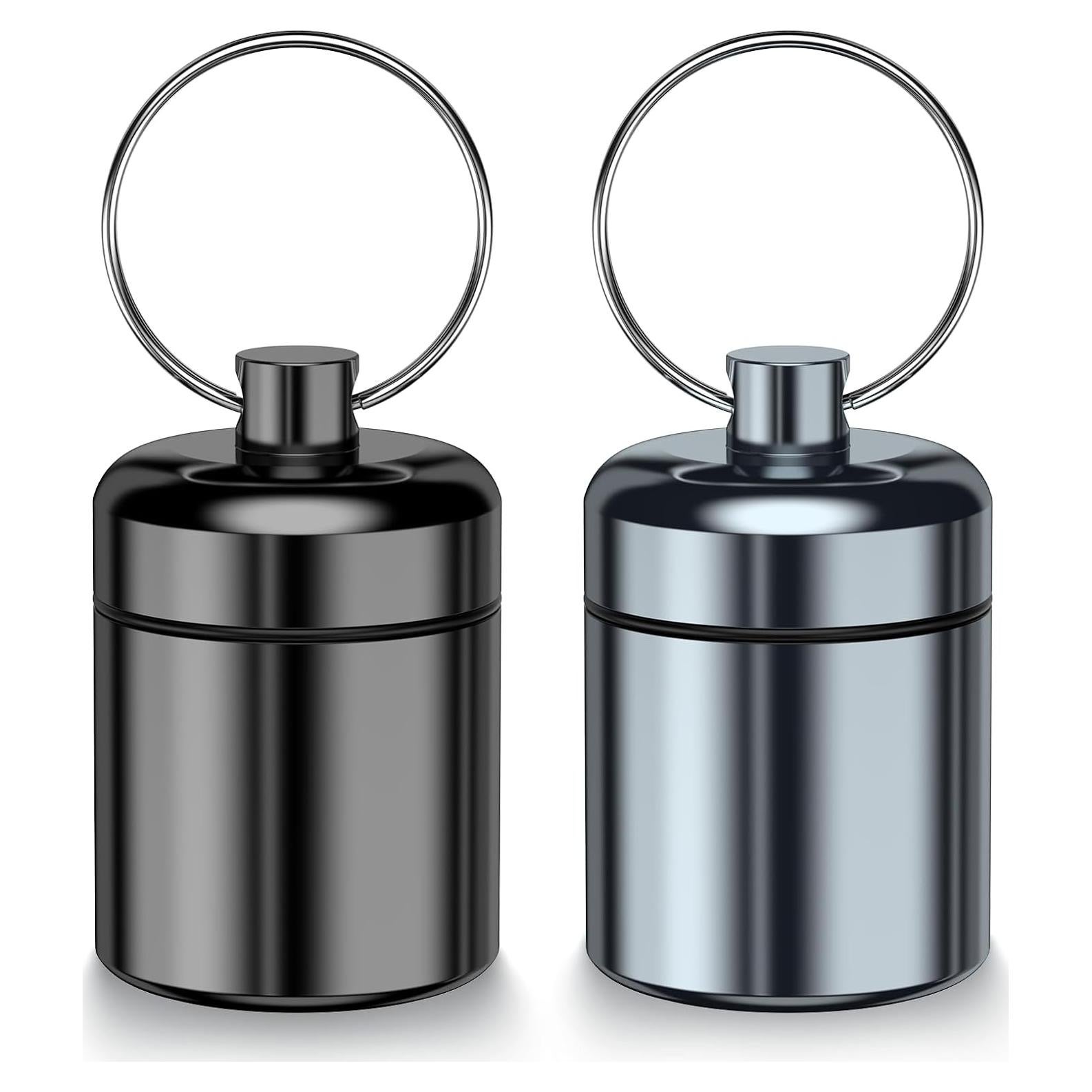 Estuche para Pastillas Portátil Nrevichng 2 Paquetes Negro y Gris