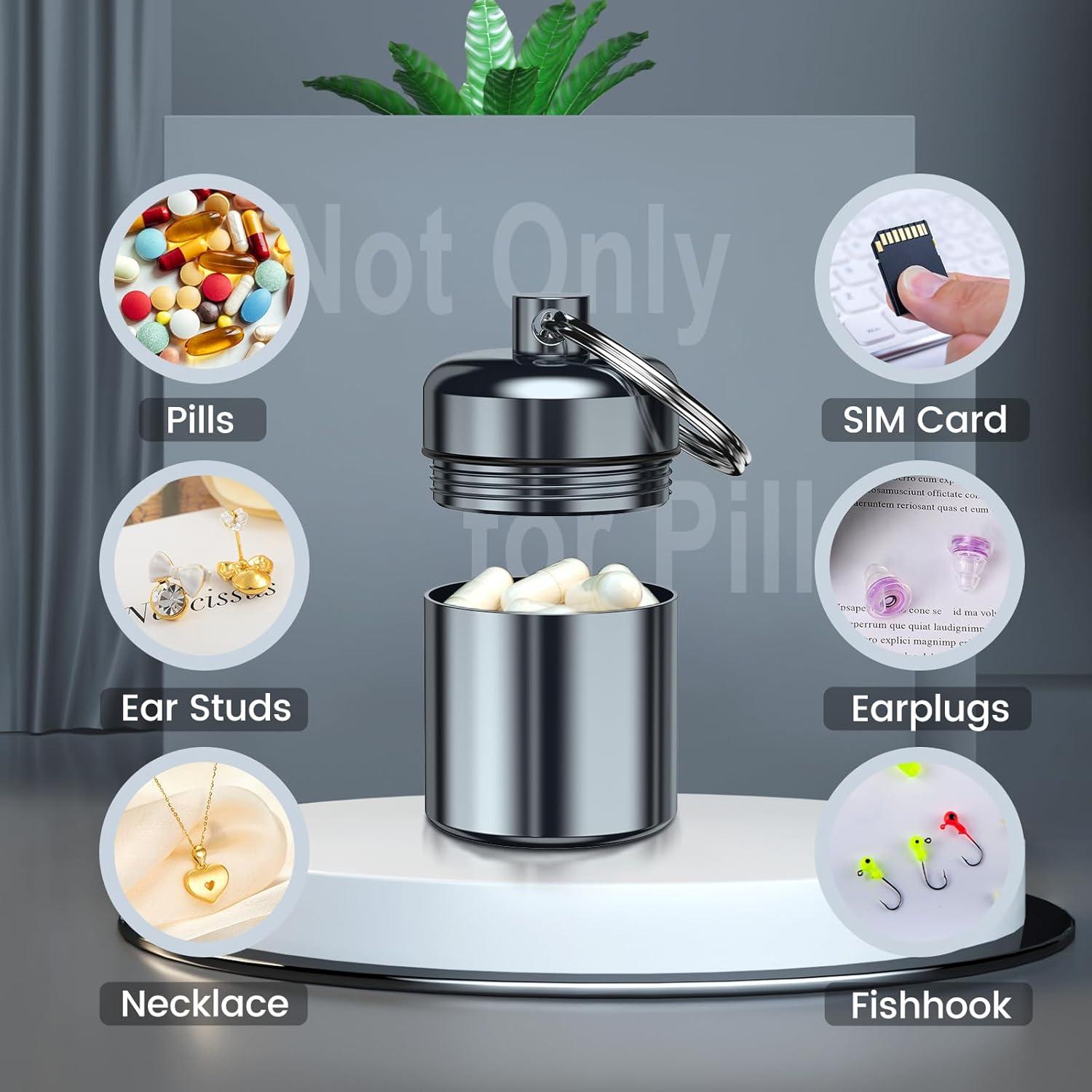 Estuche para Pastillas Portátil Nrevichng 2 Paquetes Negro y Gris